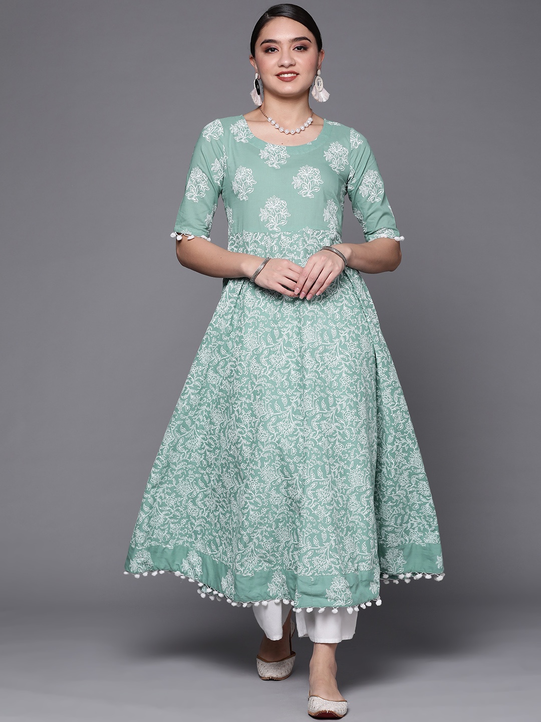 

Biba Women Assorted Pure Cotton Ethnic Motifs Printed Anarkali Kurta