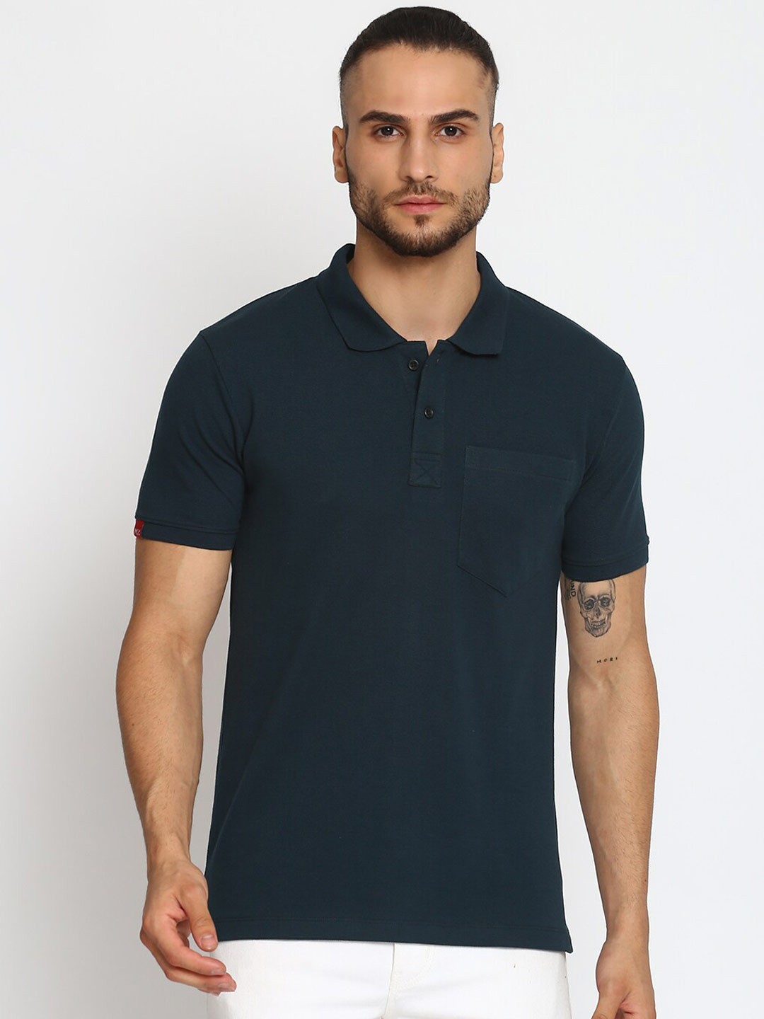 

MKH Men Green Polo Collar T-shirt