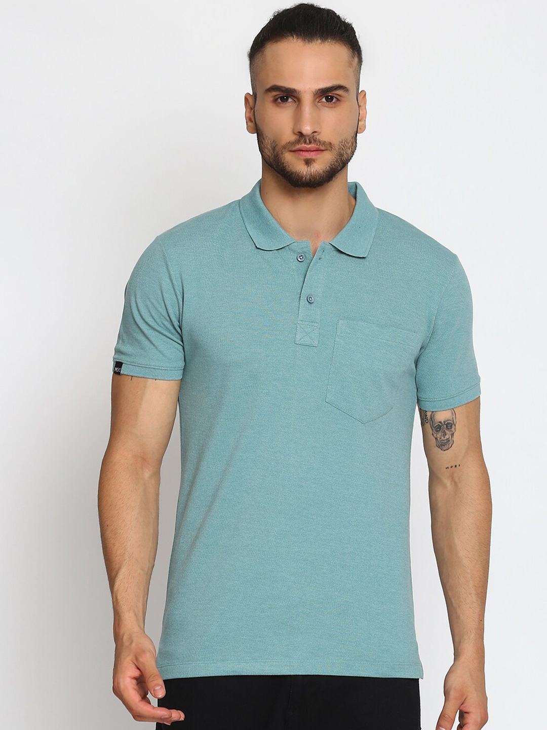 

MKH Men Polo Collar Sports T-shirt, Green