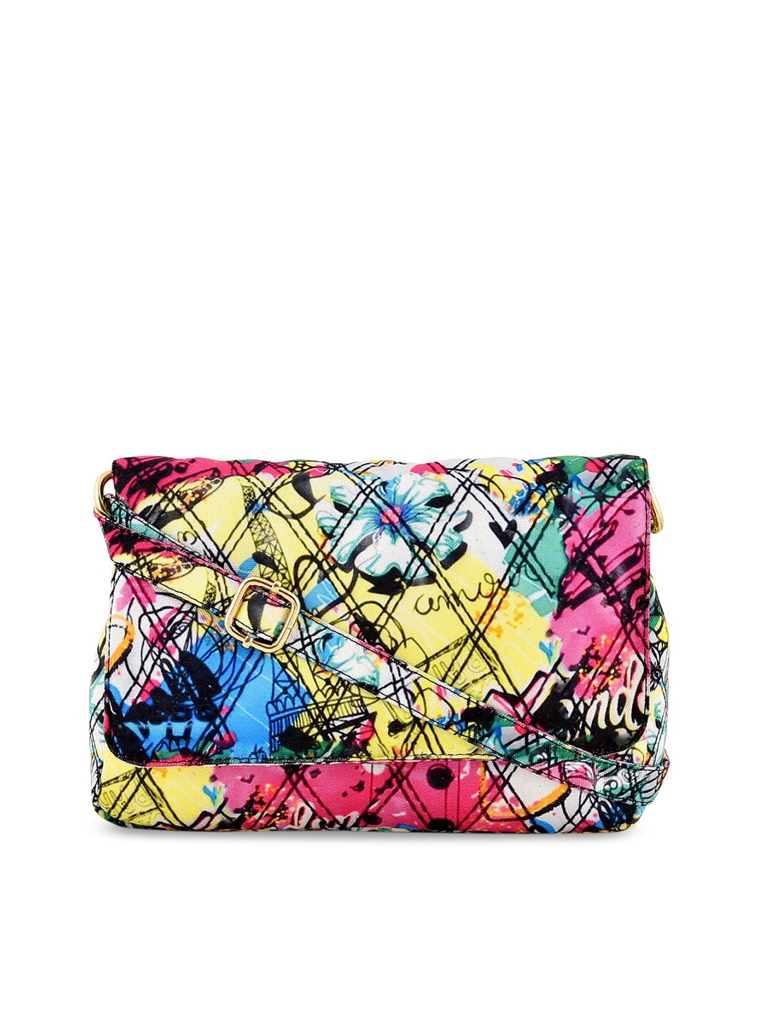 

Lychee bags Multicoloured Printed Oversized Structured Sling Bag, Multi