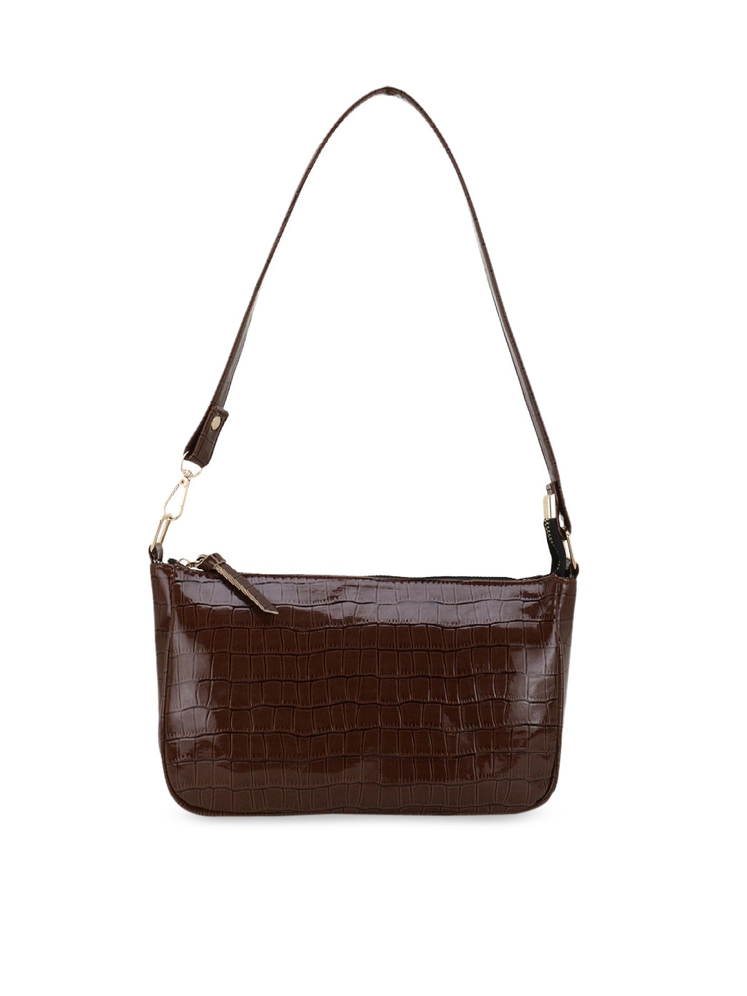 

Lychee bags Brown Textured PU Structured Sling Bag