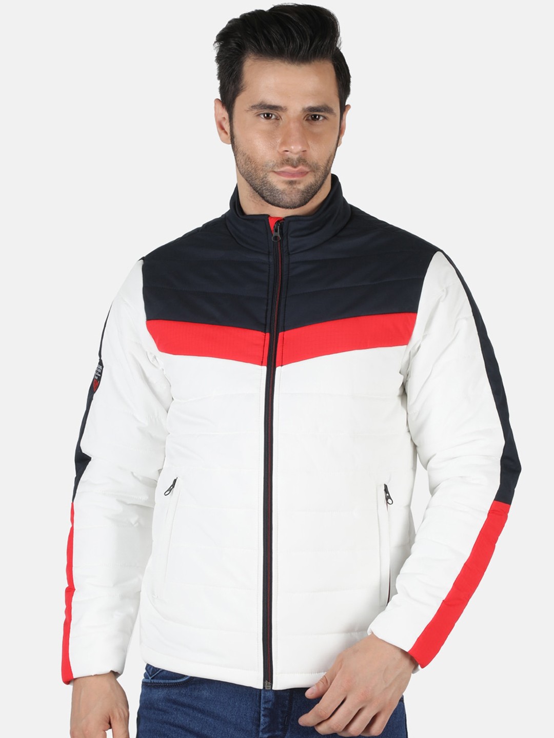 

Monte Carlo Men Black & White Colourblocked Puffer Jacket