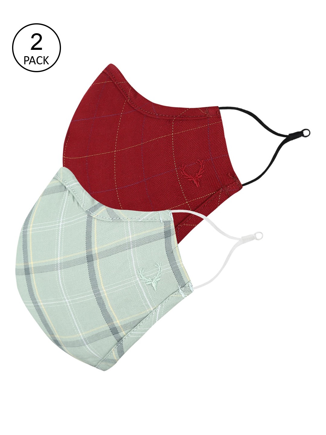 

Allen Solly Green & Maroon Antiviral Pack of 2 Fabric Mask
