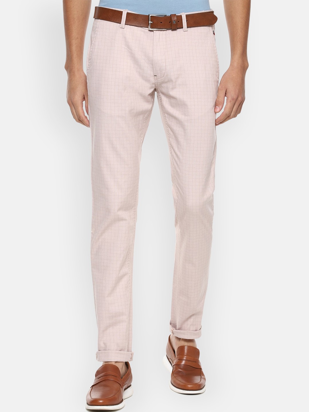 

Louis Philippe Sport Men Pink Textured Slim Fit Trousers