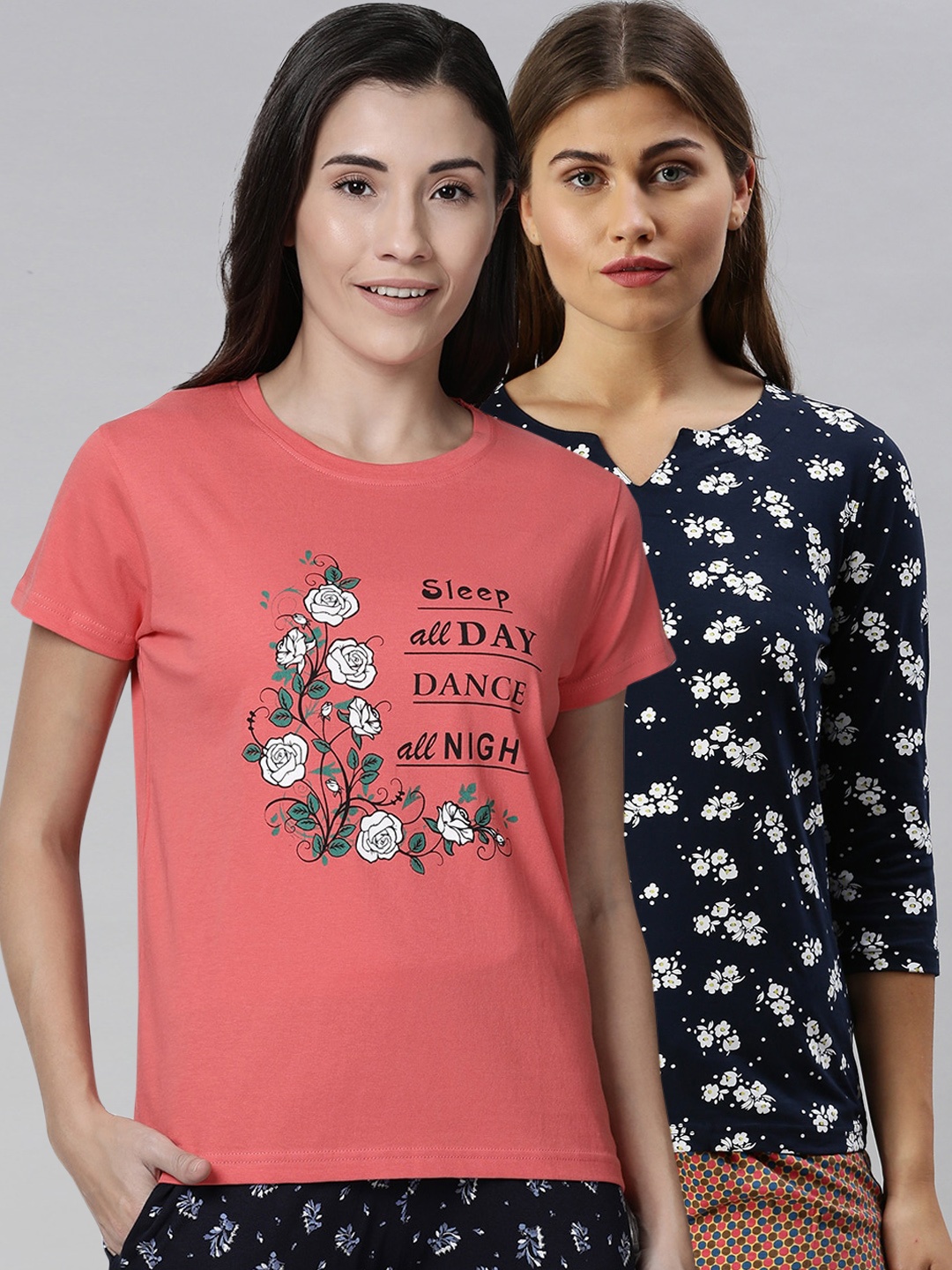 

Kryptic Woman Pack of 2 Orange & Navy Lounge T-shirt