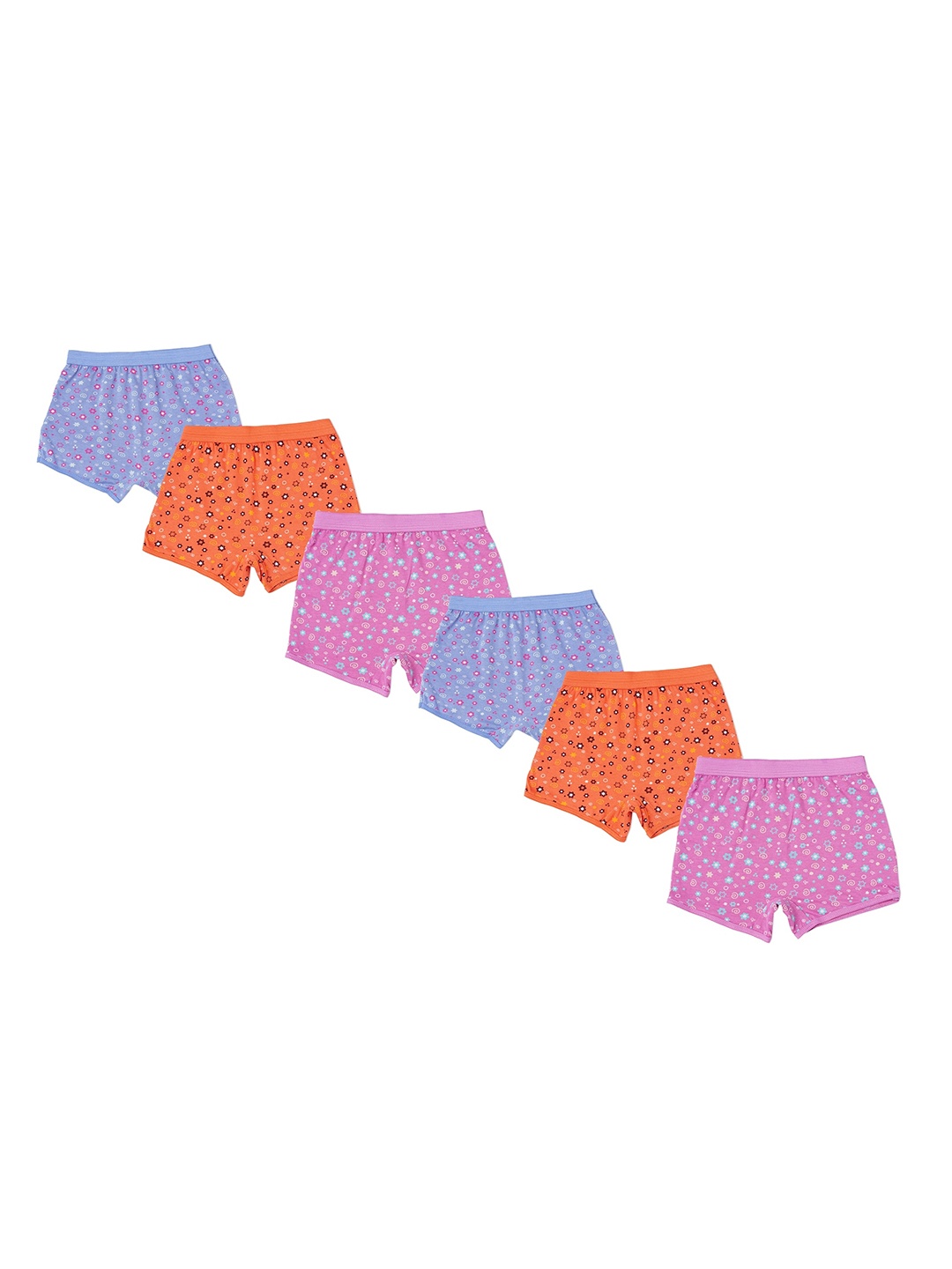 

Red Rose Girls Pack Of 6 Printed Cotton Boy Shorts, Orange
