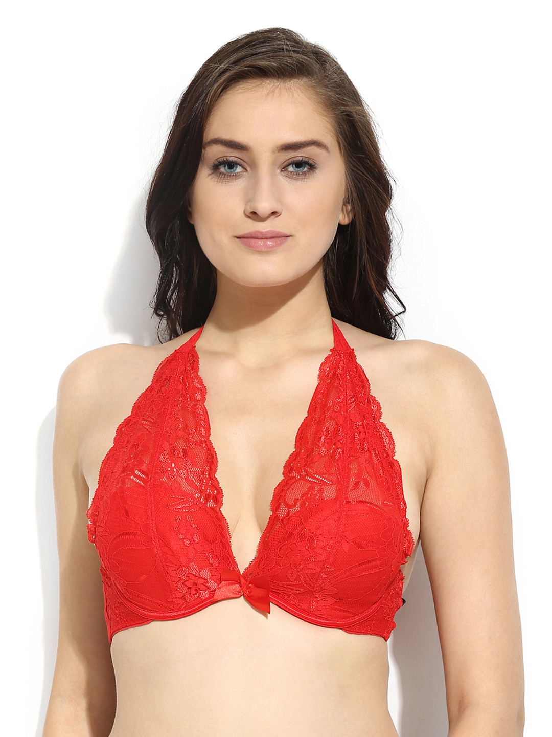 

Da Intimo Red Lace Plunge Bra DI-587