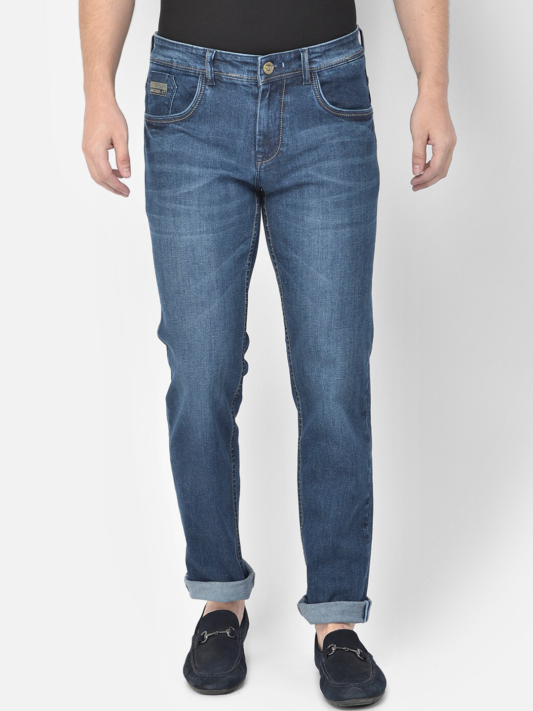 

American Archer Men Blue Smart Slim Fit Low-Rise Light Fade Stretchable Jeans