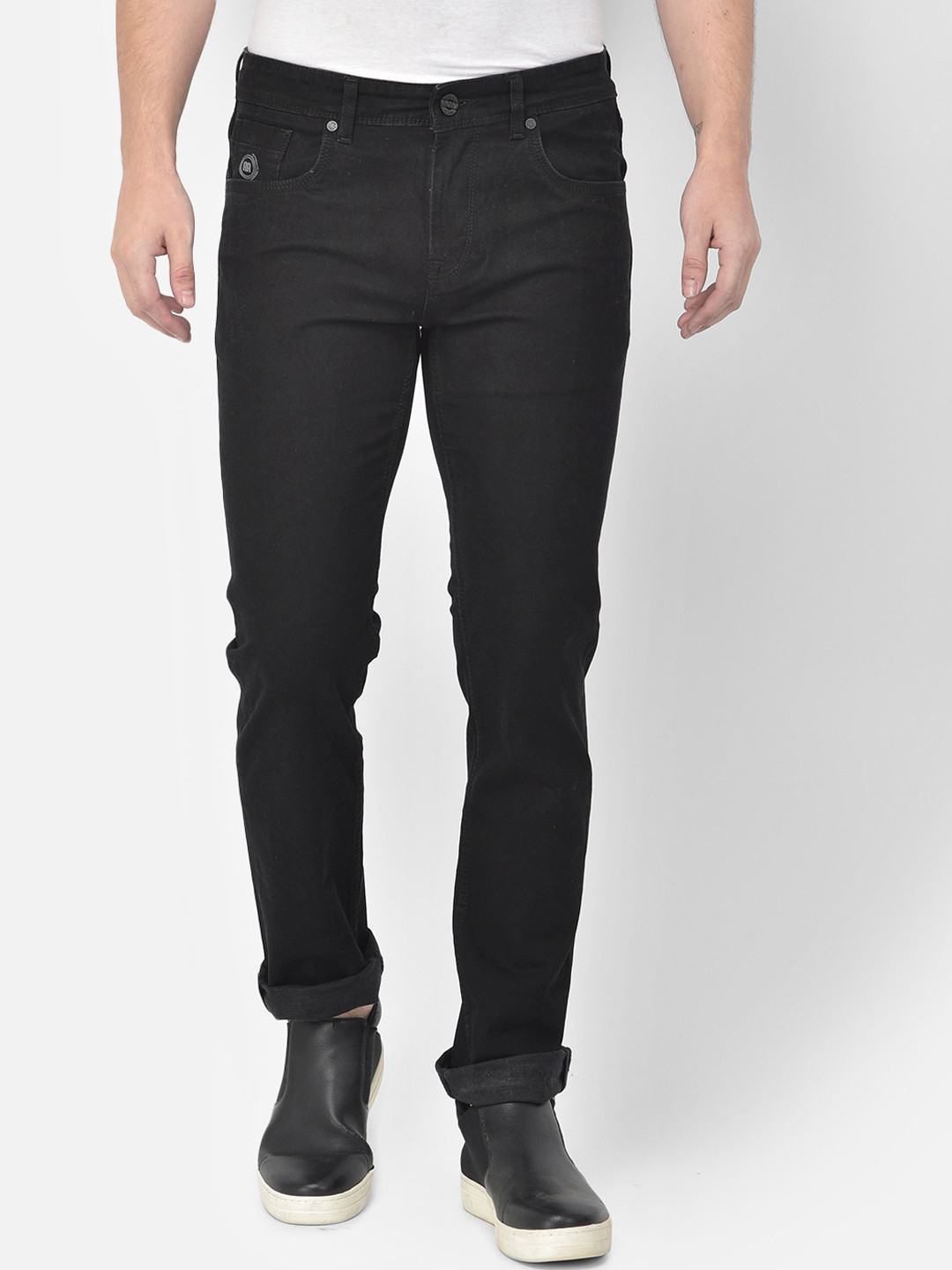 

American Archer Men Black Smart Slim Fit Low-Rise Stretchable Jeans