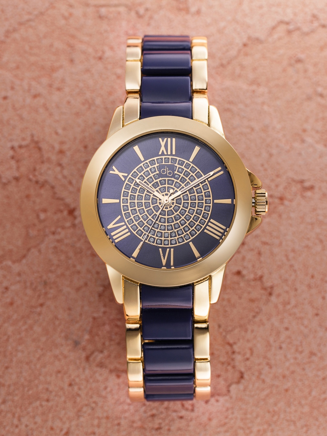 

DressBerry Women Navy & Rose Gold-Toned Analogue Watch MFB-PN-WTH-S5740-2, Navy blue