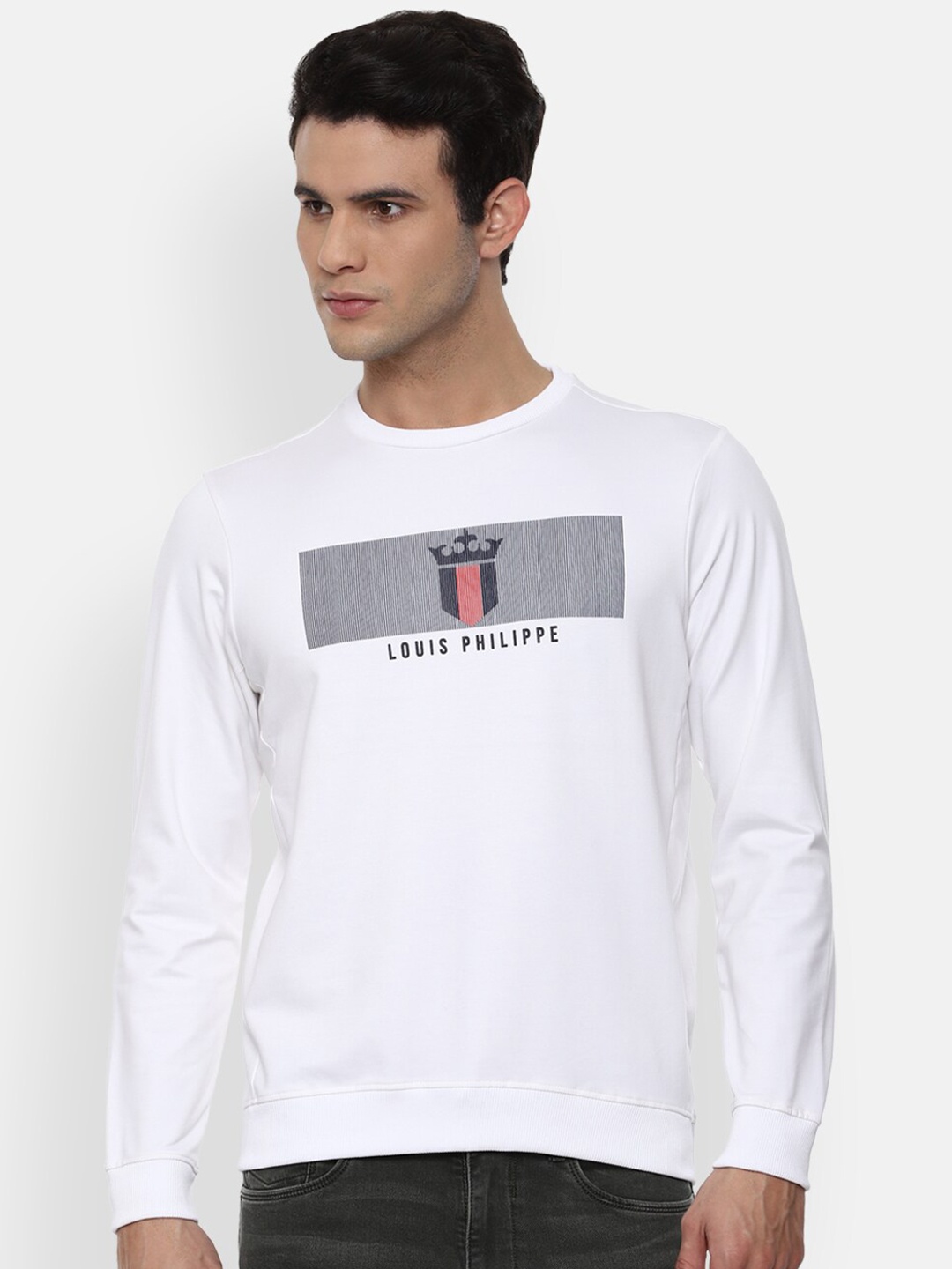 

Louis Philippe Sport Men White Brand Logo Printed Sweatshirt