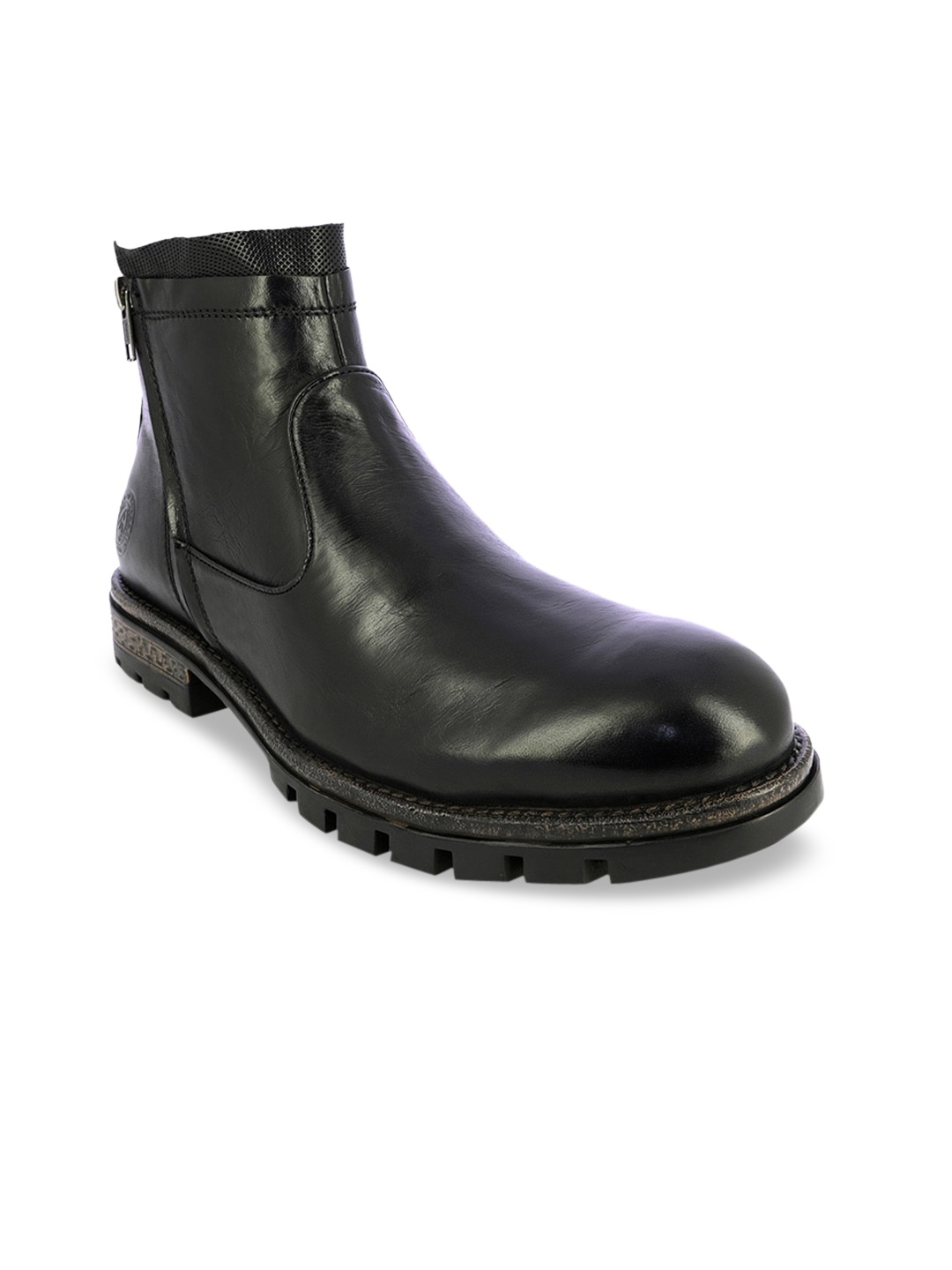 

Alberto Torresi Men Black Leather Flat Boots