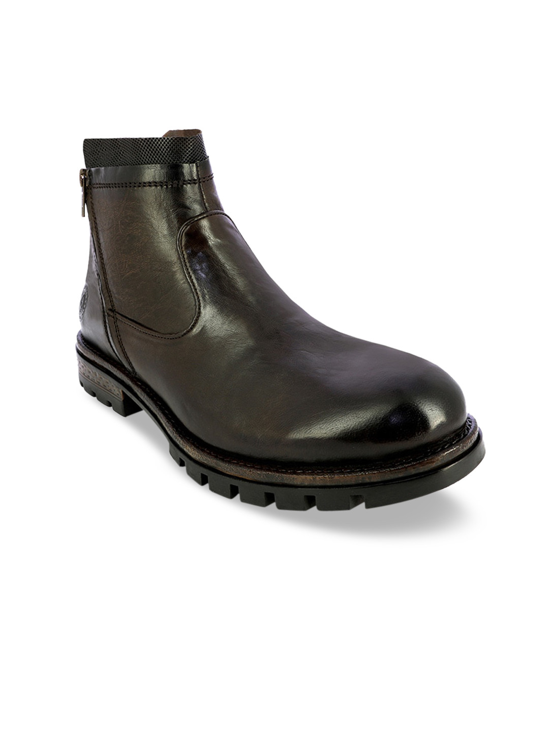 

Alberto Torresi Men Brown Leather High-Top Flat Boots