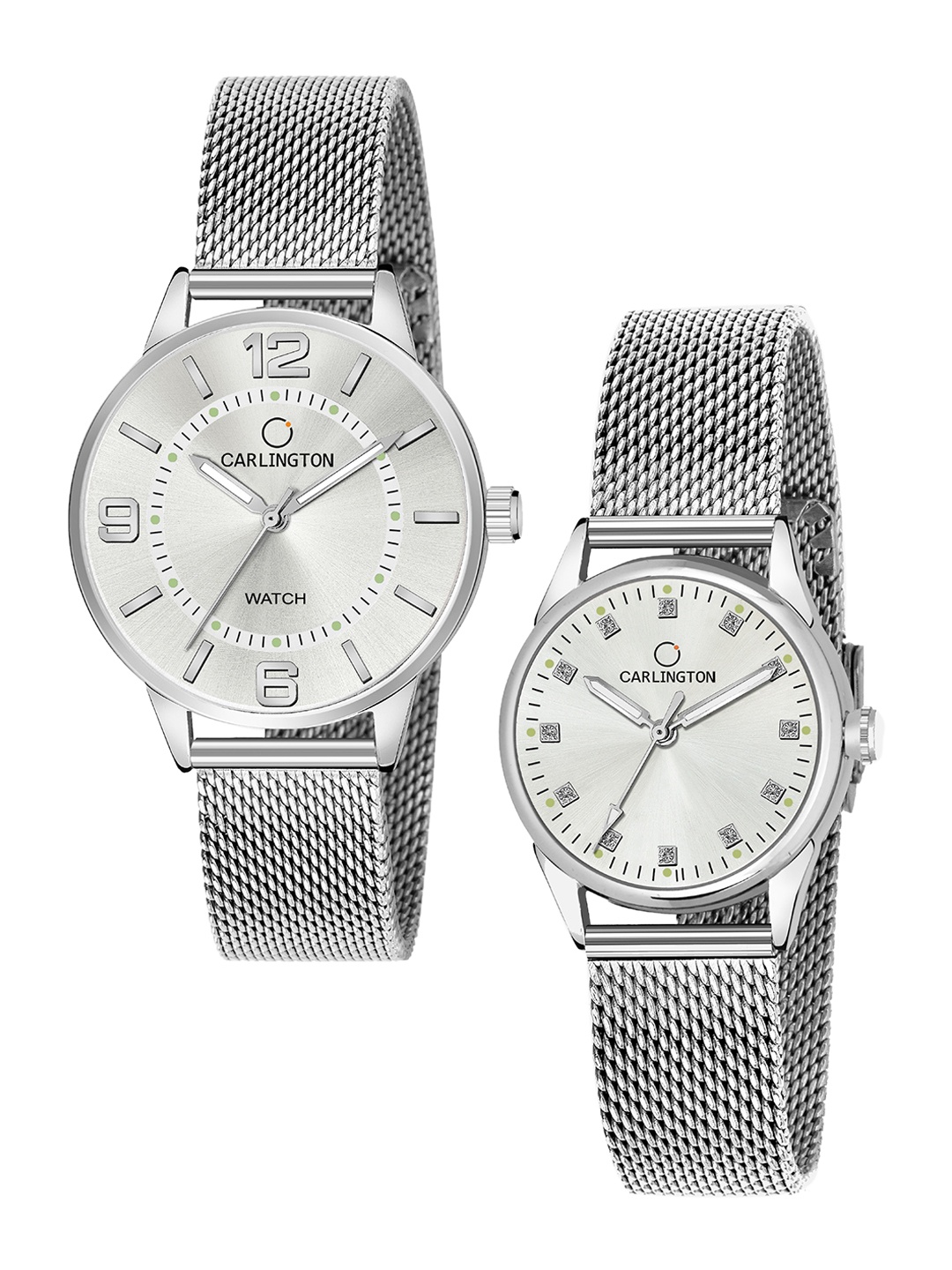 

CARLINGTON Women Set of 2 Analogue Watch - CT2002 Silver-CT2003 Silver