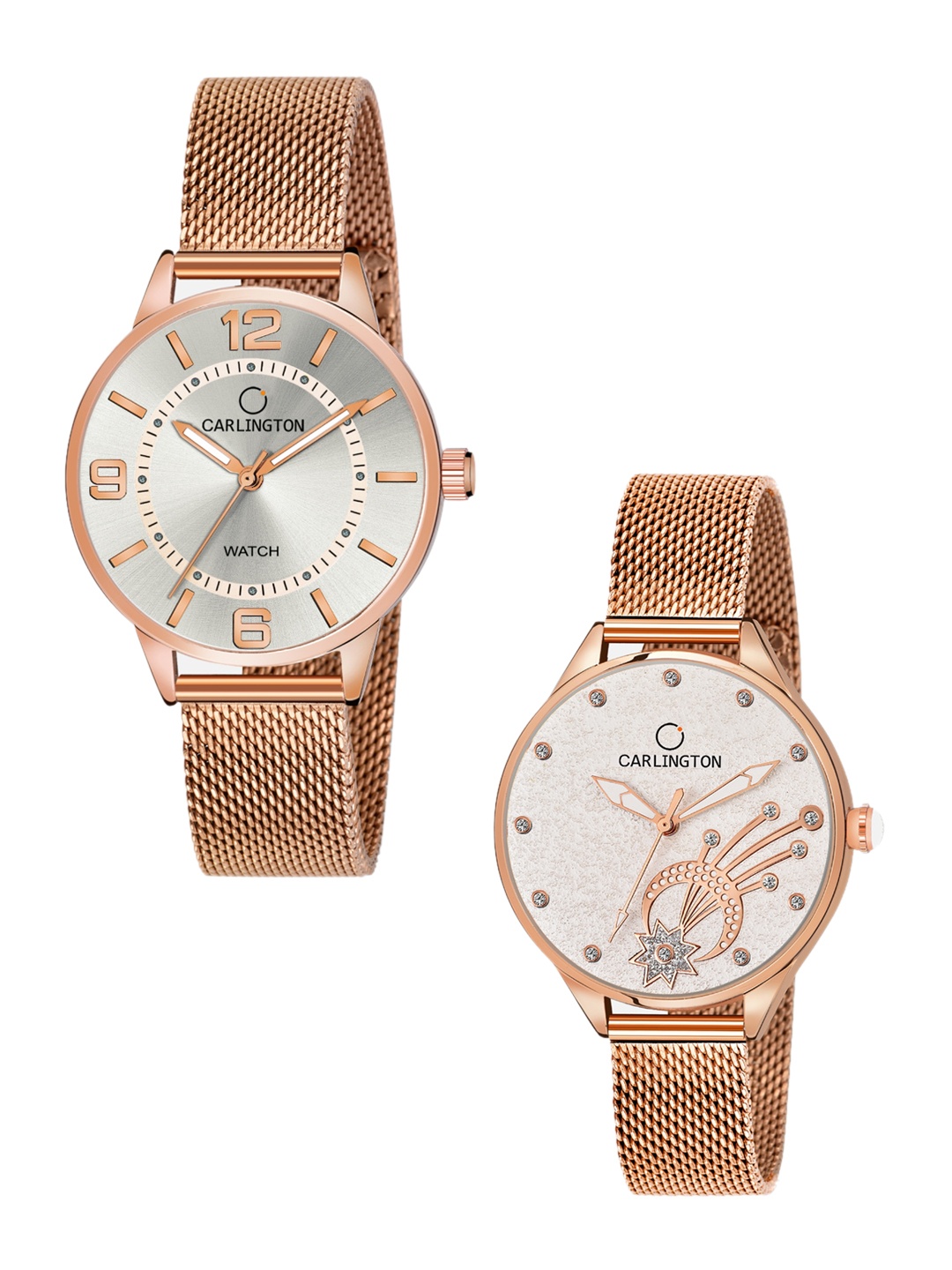 

CARLINGTON Women Set of 2 Analogue Watch - CT2002 RoseWhite-CT2020 RoseWhite, Multi