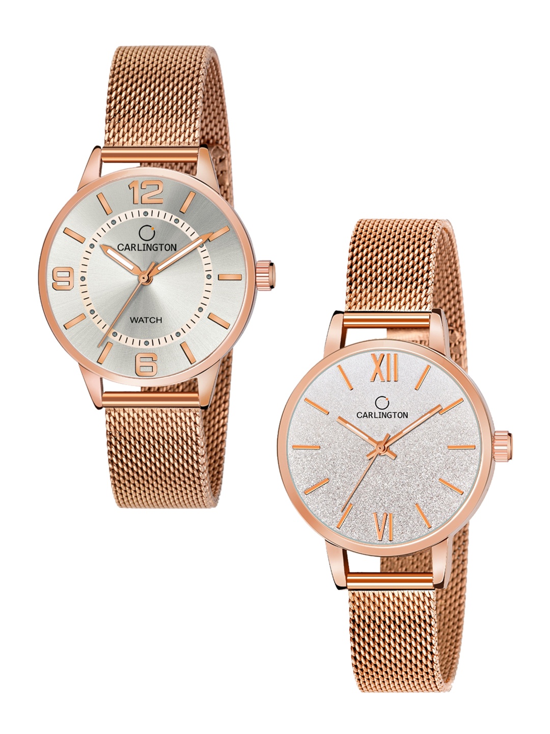 

CARLINGTON Women Set of 2 Analogue Watch - CT2002 RoseWhite-CT2018 RoseWhite, Multi