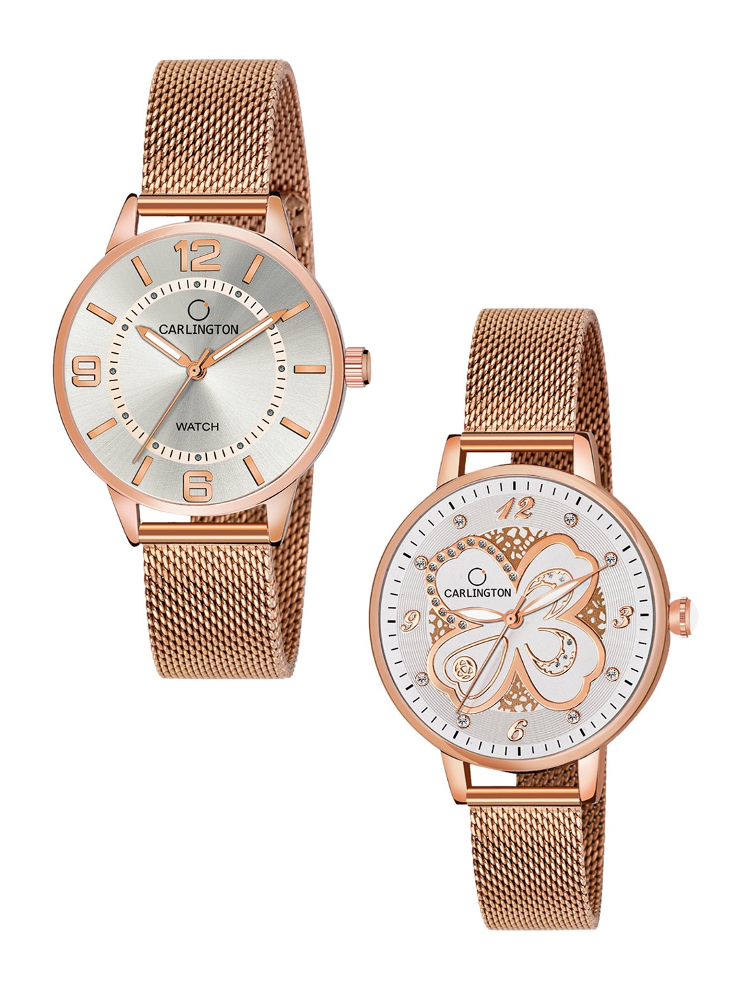 

CARLINGTON Women Set of 2 Analogue Watch - CT2002 RoseWhite-CT2019 RoseWhite, Multi