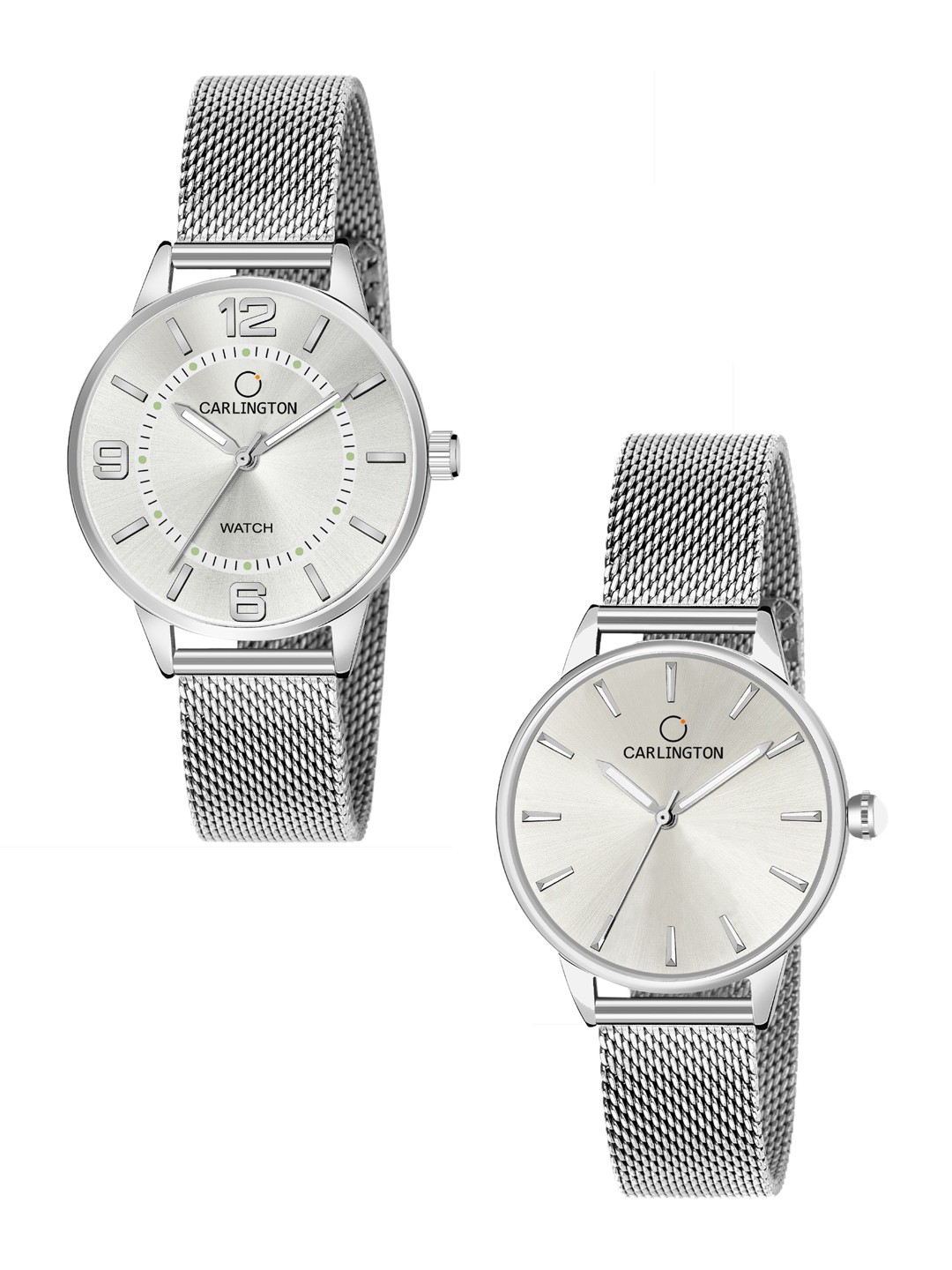

CARLINGTON Women Set of 2 Silver-Toned Analogue Watch - CT2002 Silver-CT2007 Silver, Multi