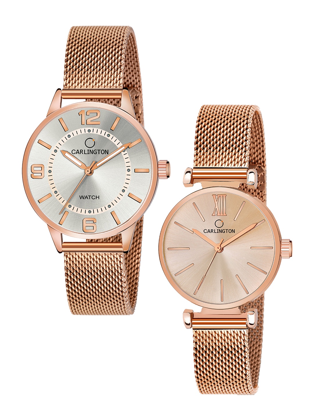 

CARLINGTON Women Set of 2 Analogue Watch - CT2002 RoseWhite-CT2016 RoseWhite, Multi