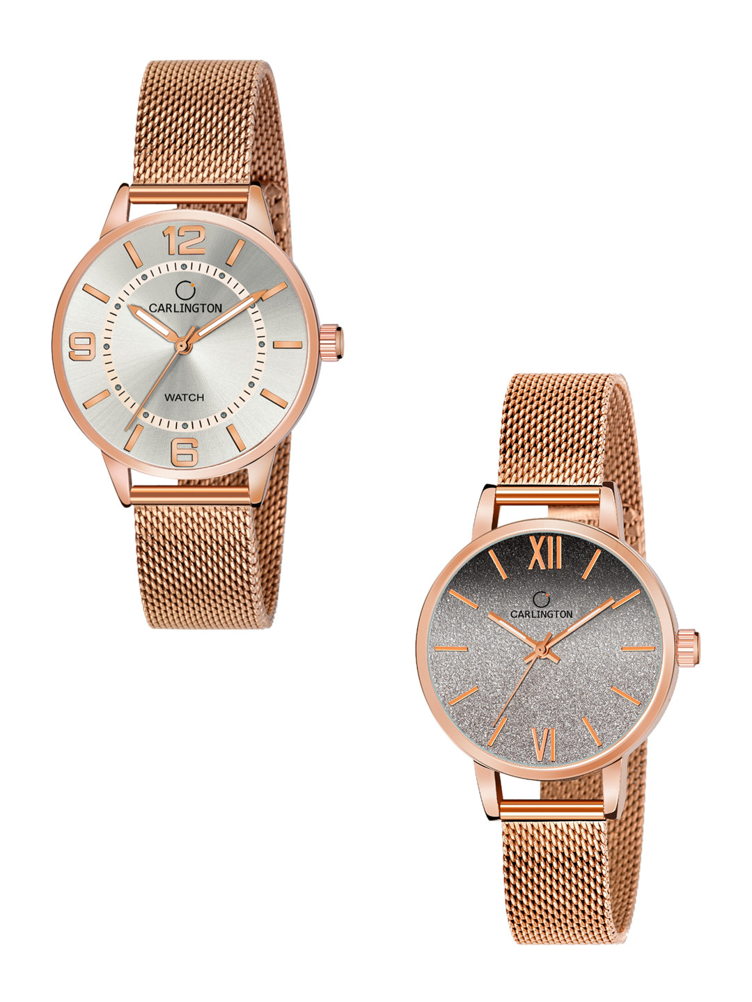 

CARLINGTON Women Set of 2 Analogue Watch - CT2002 RoseWhite-CT2018 RoseBlack, Multi
