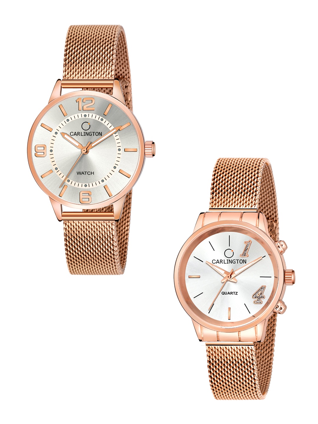 

CARLINGTON Women White Bracelet Style Straps Watch CT2002 RoseWhite-CT2012 RoseWhite, Rose gold