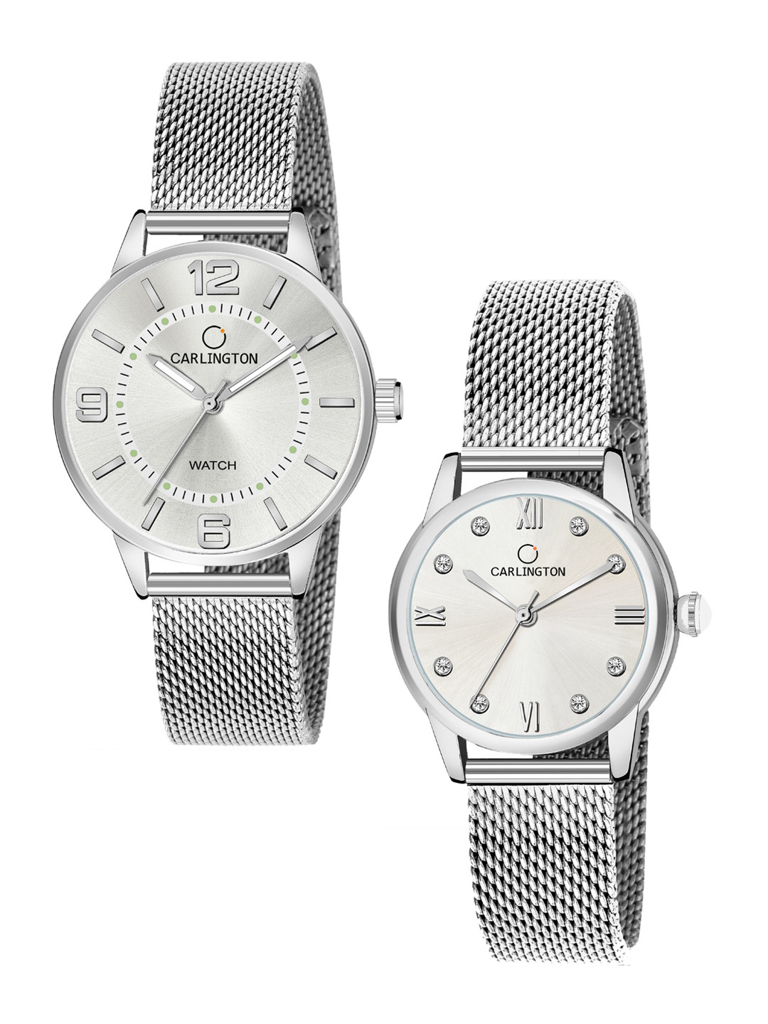 

CARLINGTON Women Set of 2 Analogue Watch - CT2002 Silver-CT2005 Silver