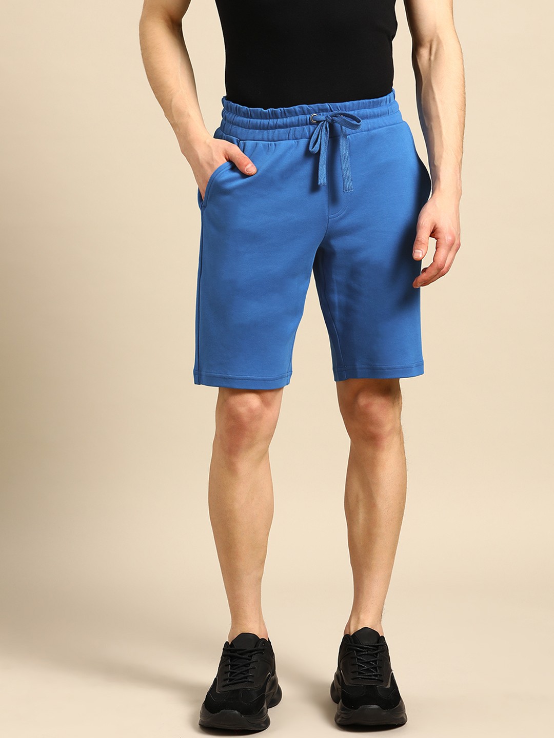 

United Colors of Benetton Men Blue Solid Slim Fit Cotton Shorts
