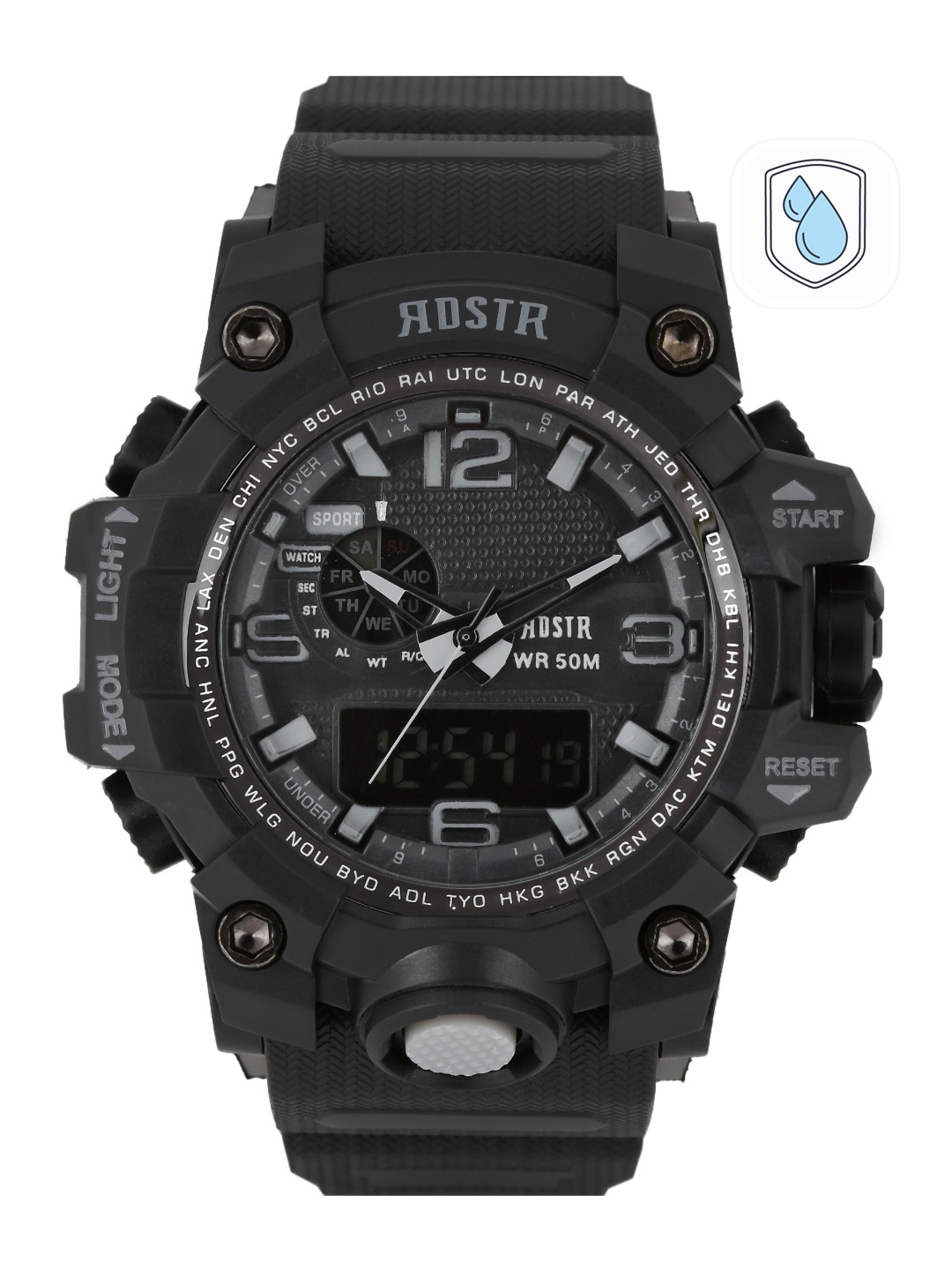 

RDSTR Men Charcoal Grey Chronograph Analogue & Digital Watch MFB-PN-WTH1606-A