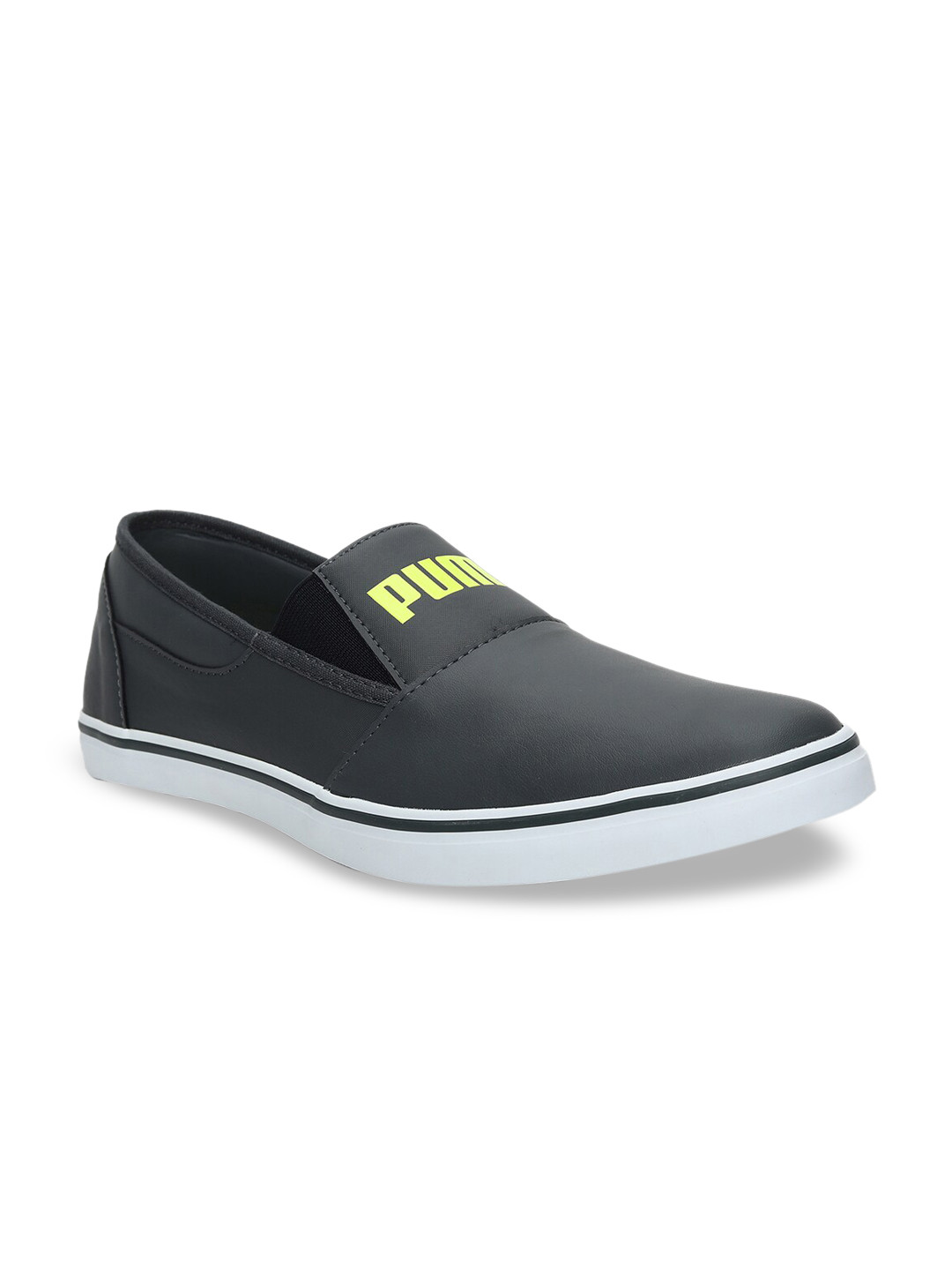 

Puma Men Charcoal Grey & Lime Green Brand Logo Printed Freak Slip-on Shoes