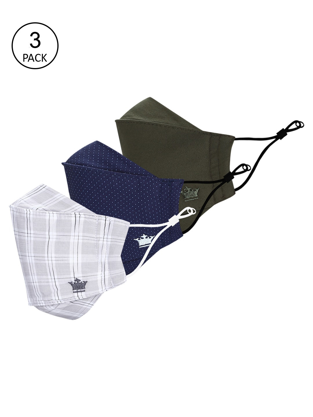 

Louis Philippe Men Pack Of 3 Assorted 3-Ply Reusable Cotton Protective Outdoor Masks