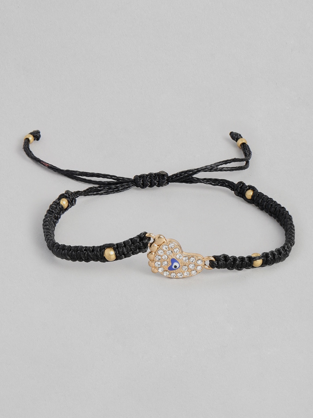 

EL REGALO Unisex Black & Gold-Toned Evil Eye Charm Bracelet