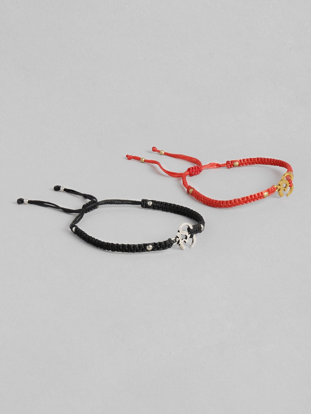 

EL REGALO Unisex Pack of 2 Red & Black Charm Bracelet