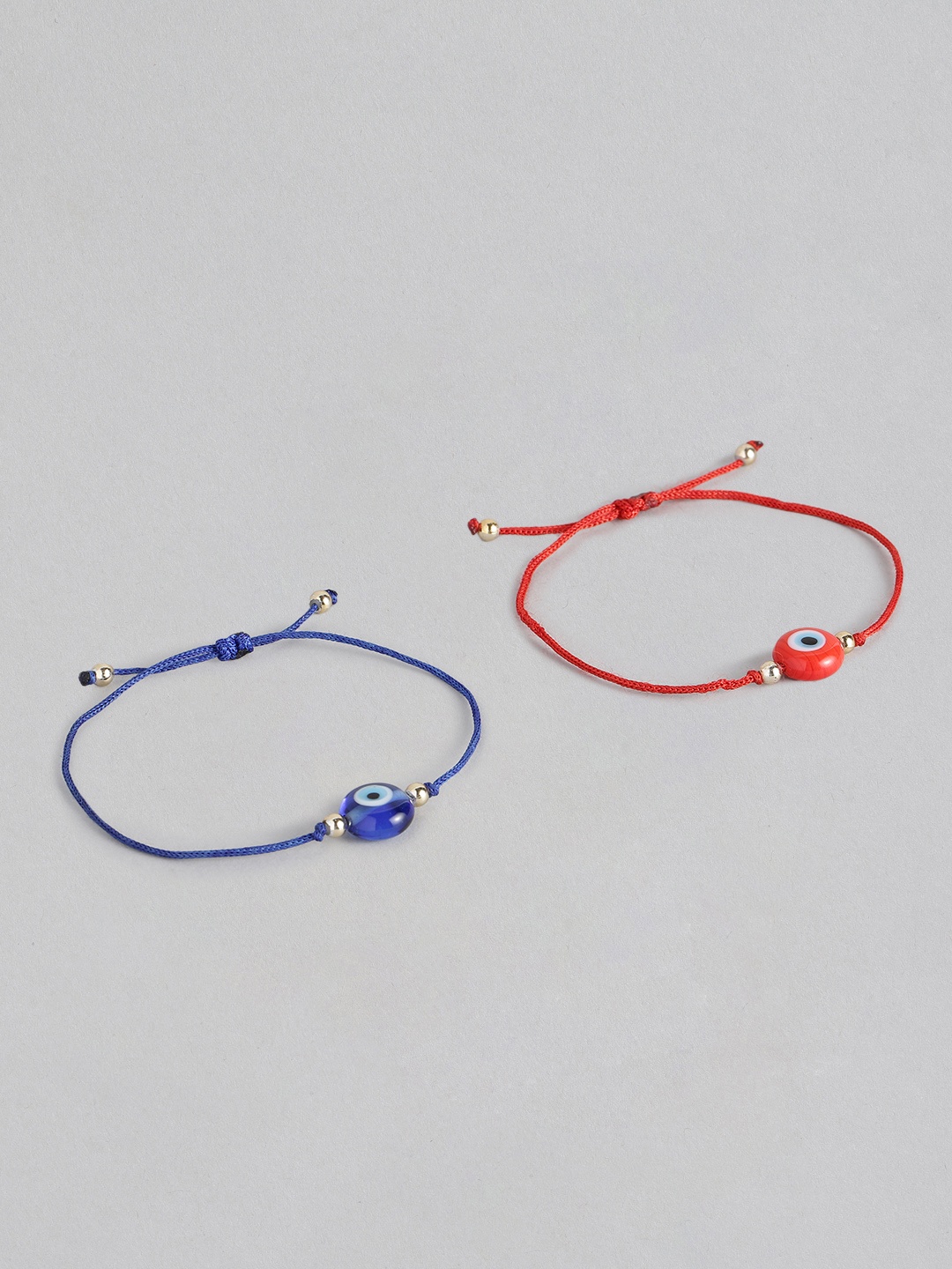

EL REGALO Unisex Pack of 2 Red & Blue Evil Eye Charm Bracelet