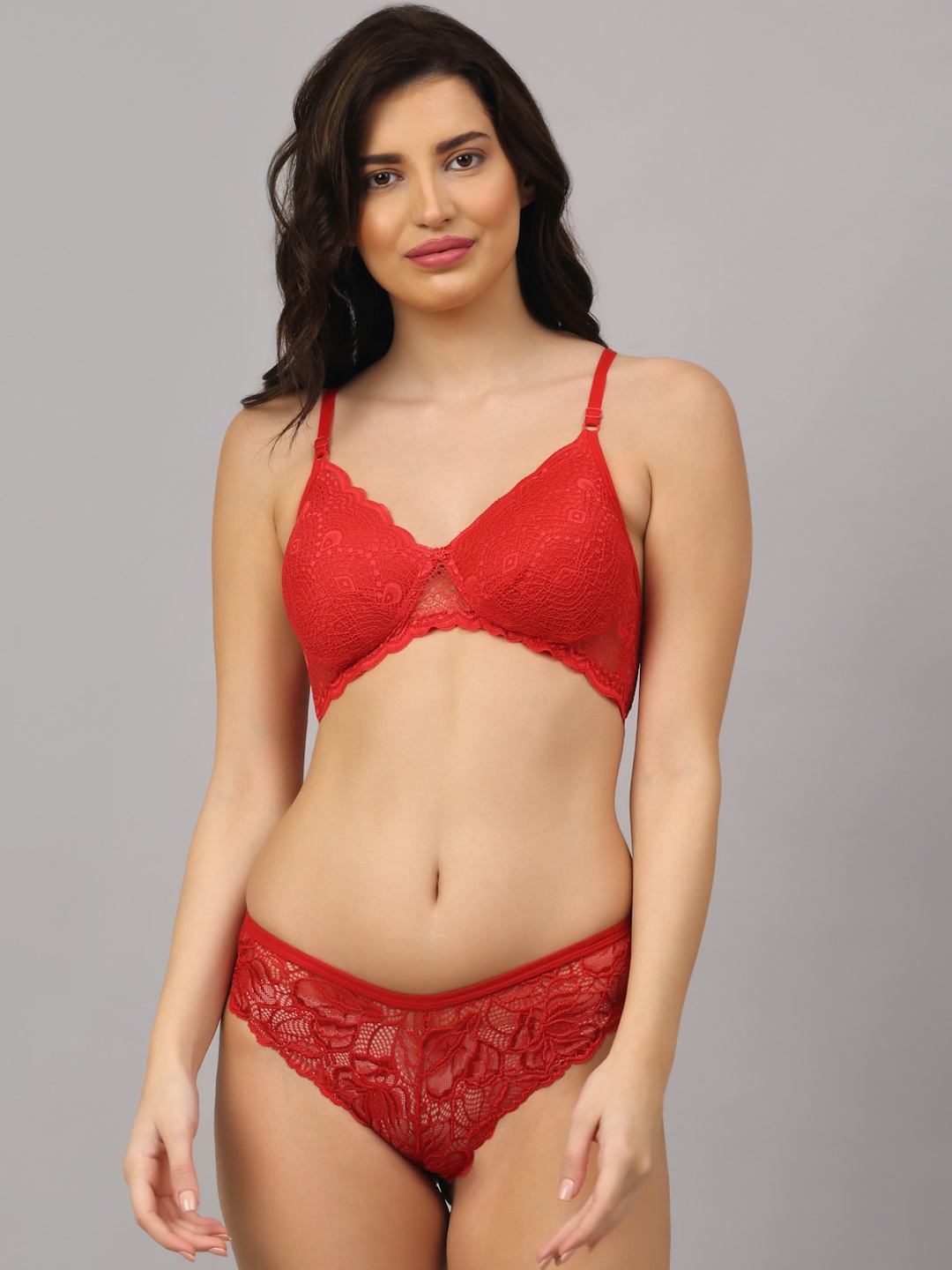 

PrettyCat Red Padded Lace Lingerie Set PC-SET-6041