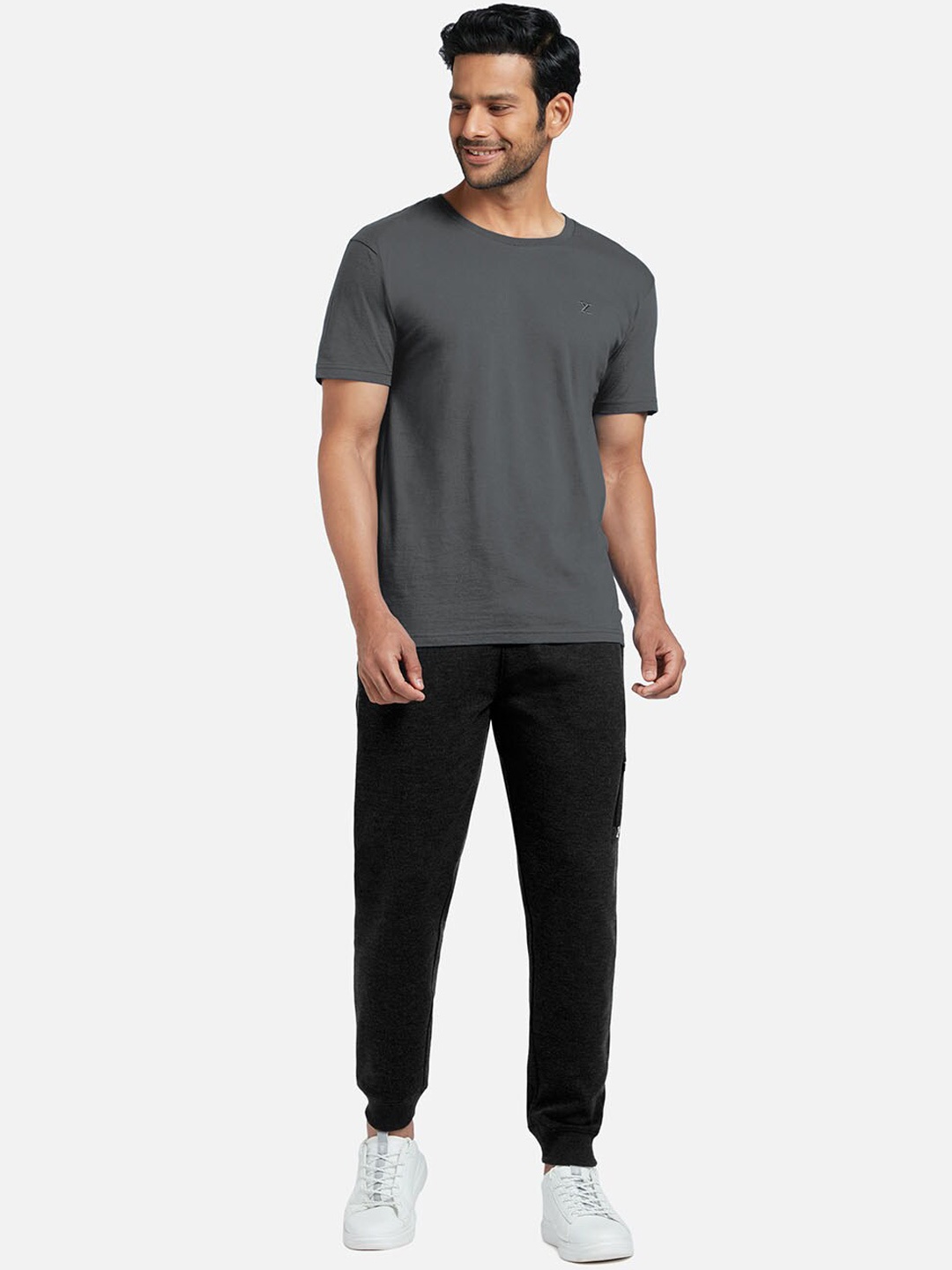

XYXX Men Grey & Black Pure Cotton Night suit