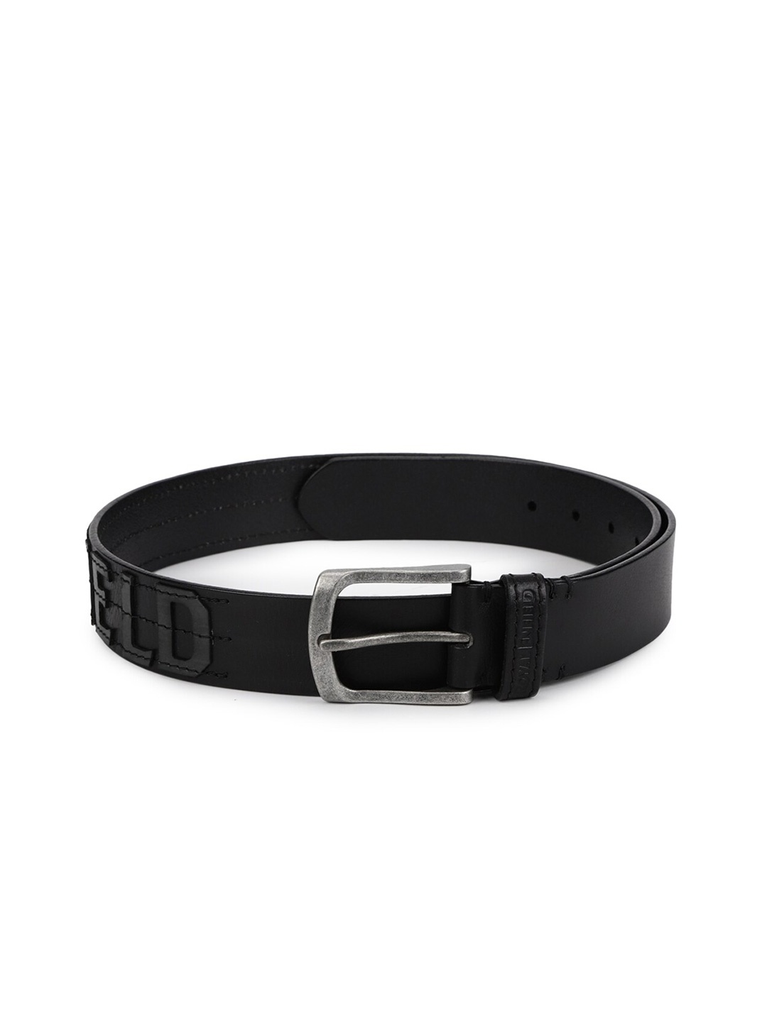 

Royal Enfield Men Black Textured Leather Belt