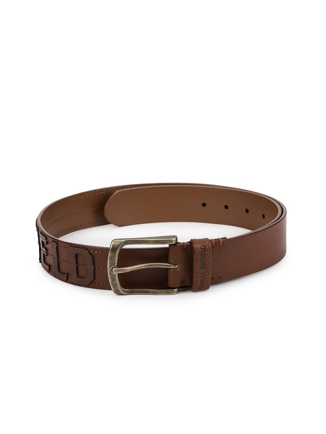 

Royal Enfield Men Brown Textured Leather Belt