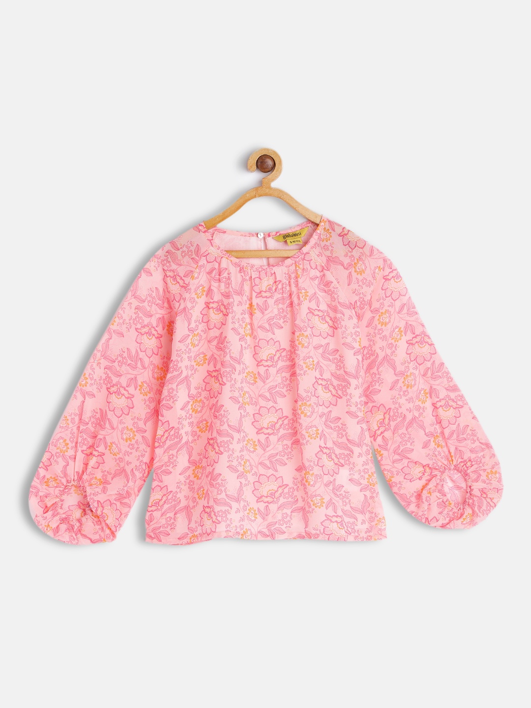 

Global Desi Pink Floral Print Top