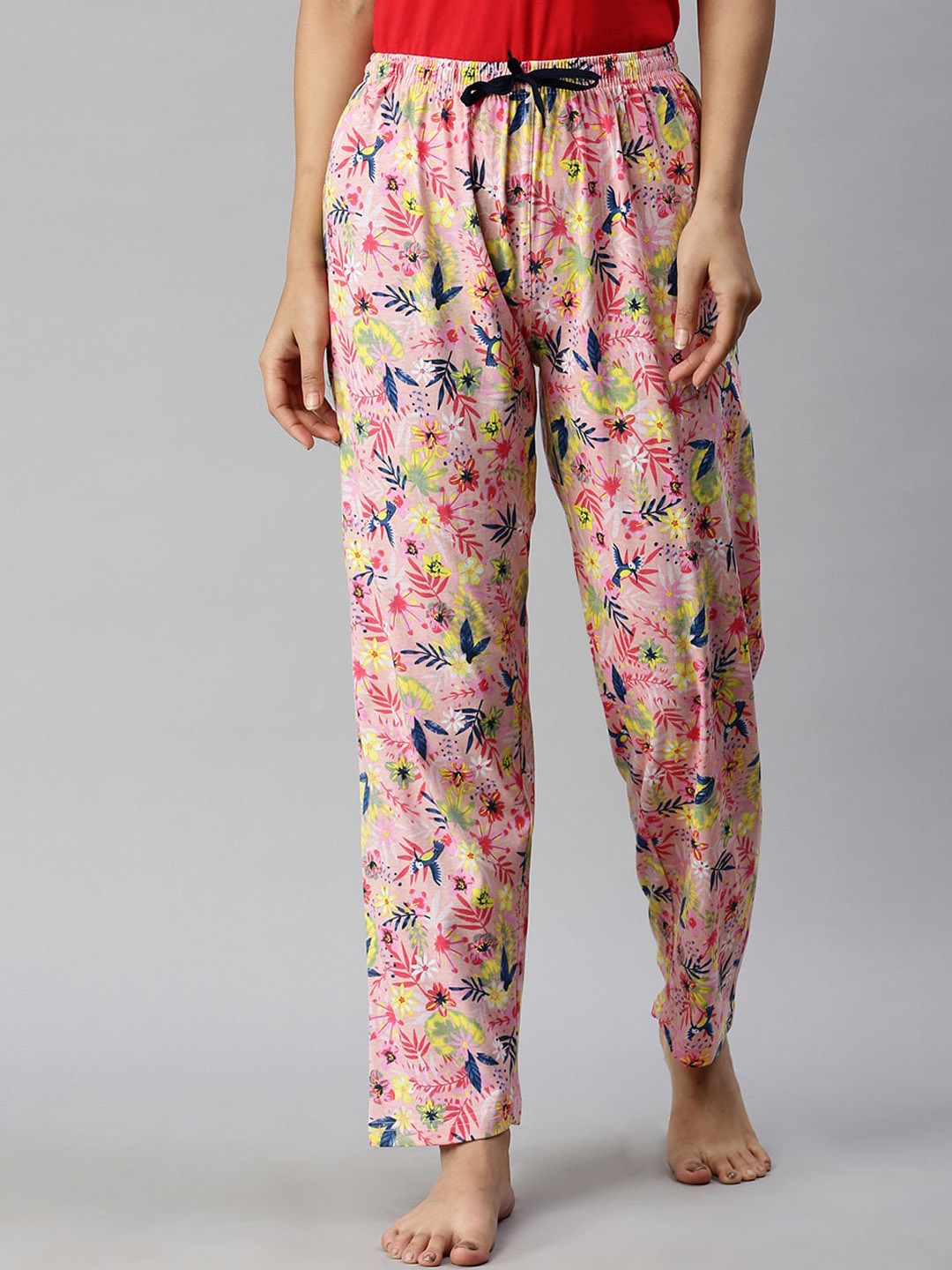 

Kryptic Women Relaxed Fit Printed Pure Cotton Lounge Pants, Pink