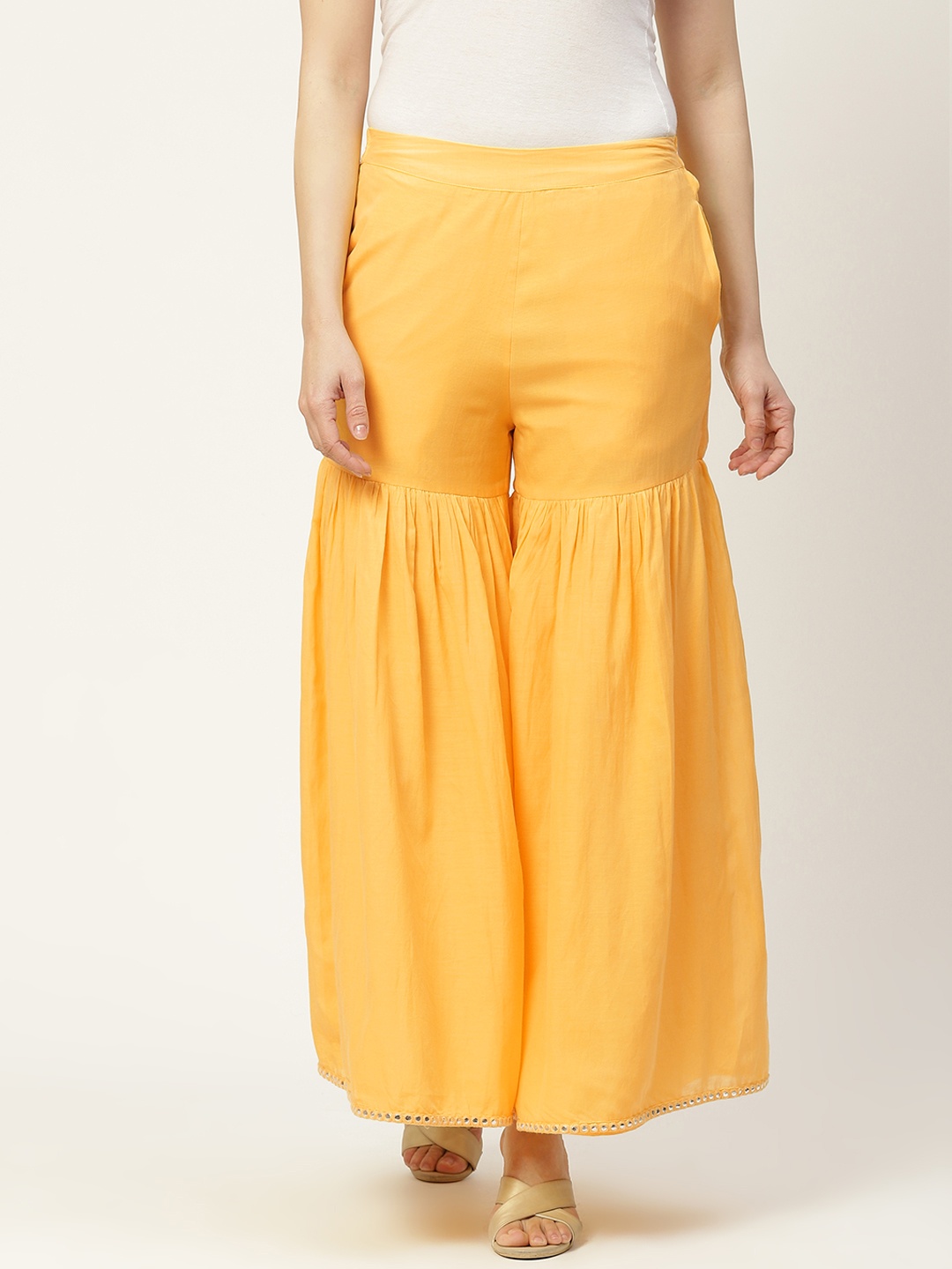 

Ancestry Women Yellow Solid Ethnic Sharara