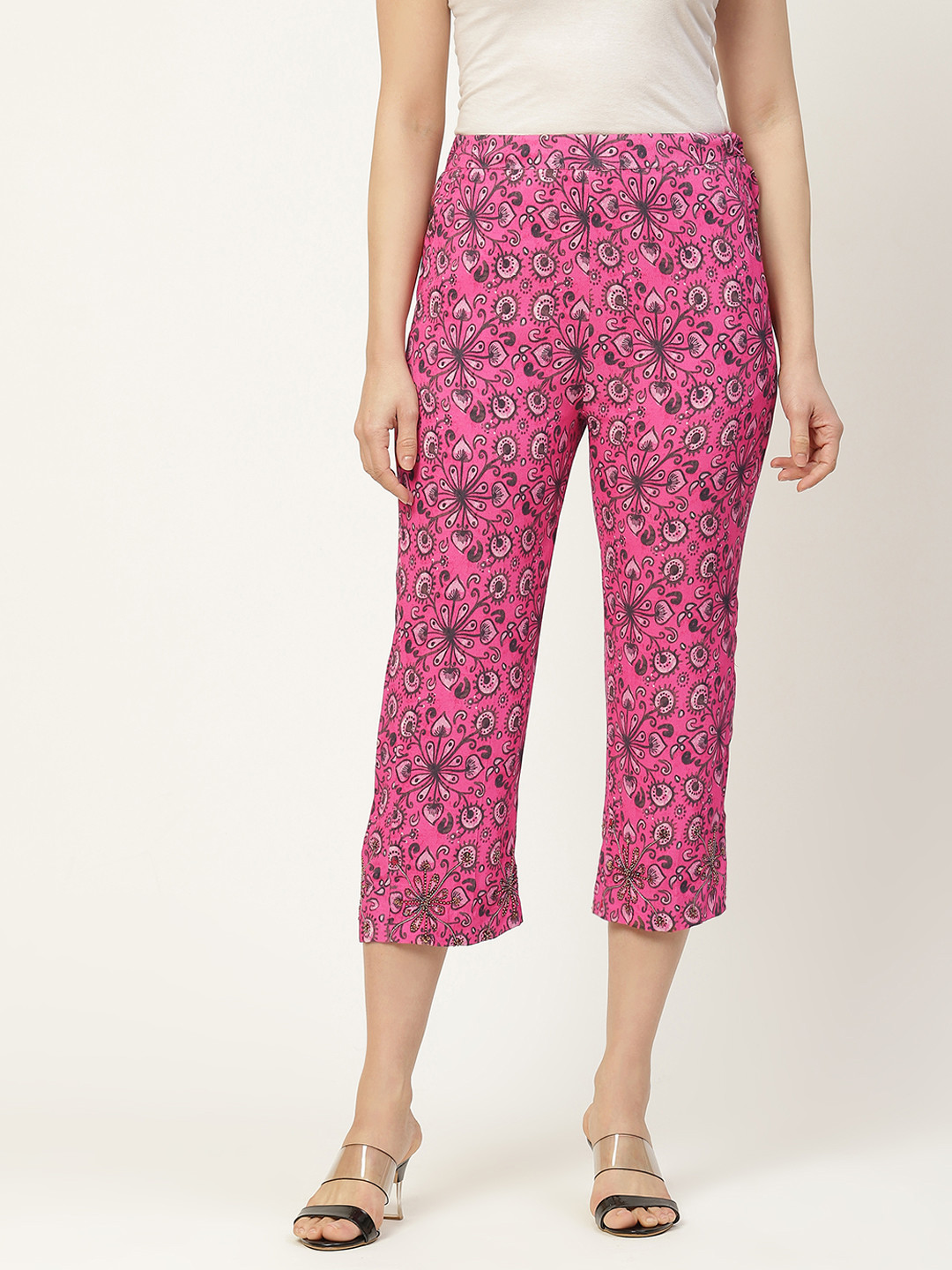 

Ancestry Women Pink Ethnic Motifs Printed Straight Fit Culottes Trouser