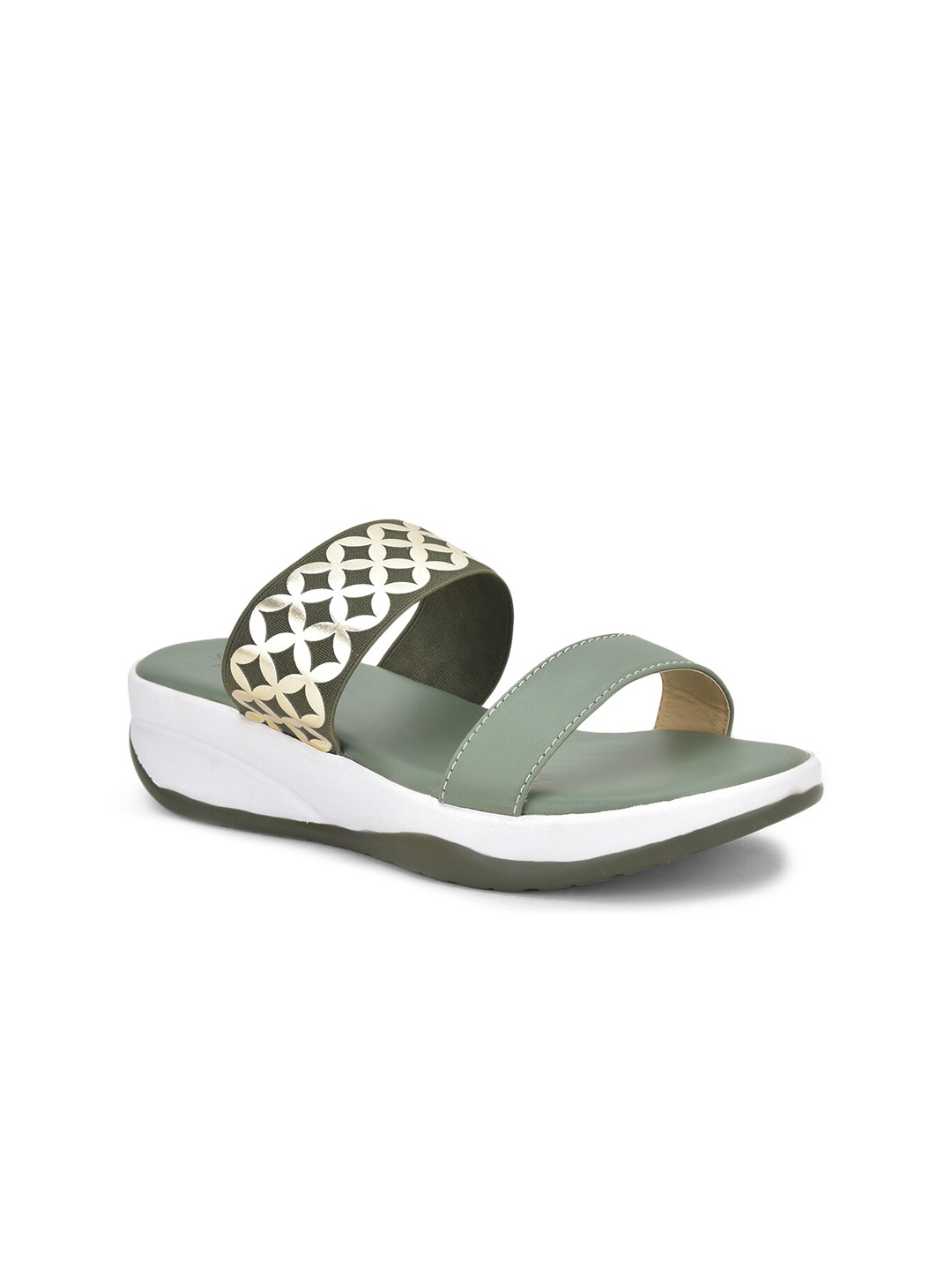 

SALARIO Women Olive Green Printed Slip-On Sneakers