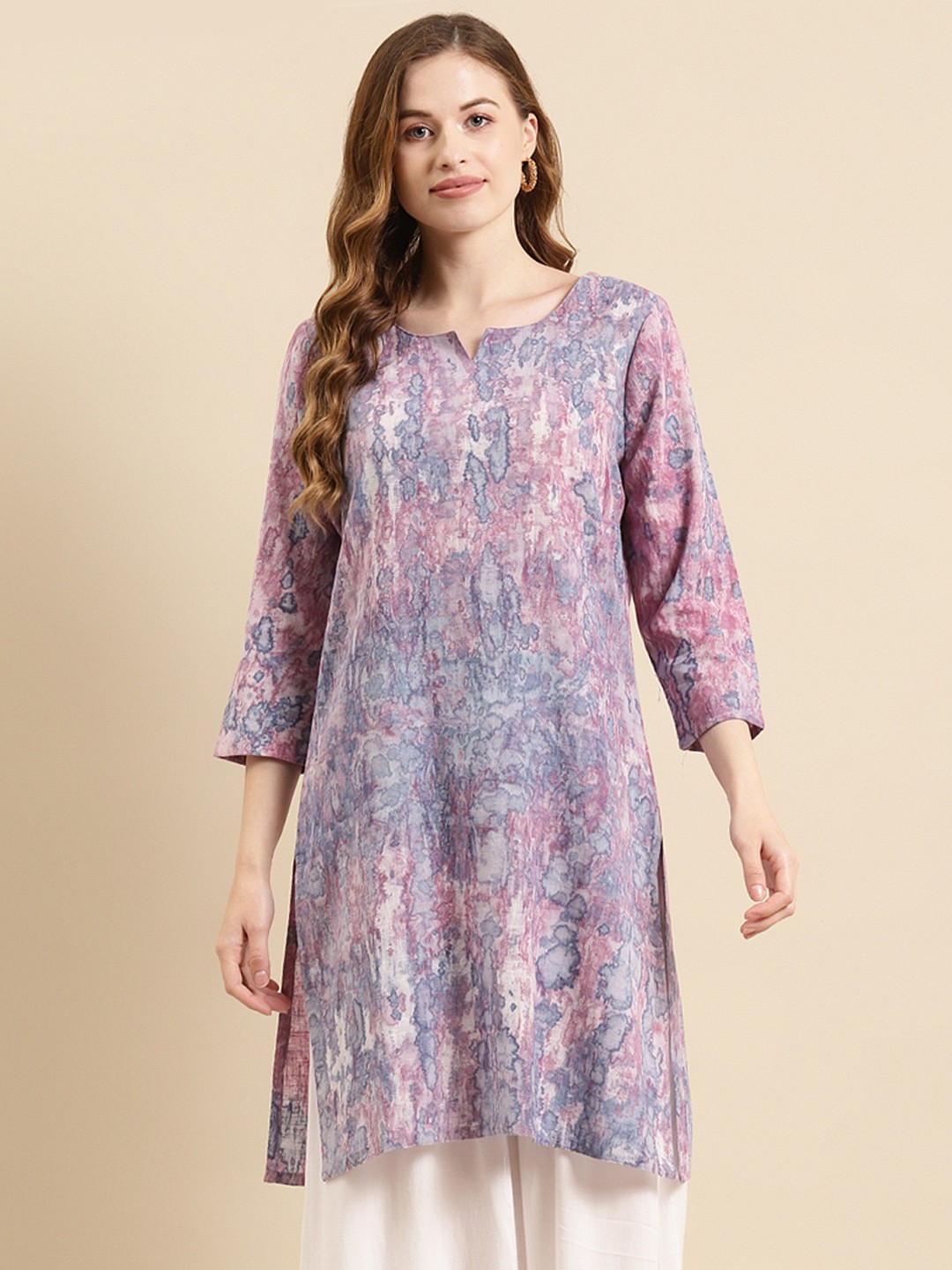 

Prakrti Women Purple & Pink Pure Cotton Abstract Print Kurta