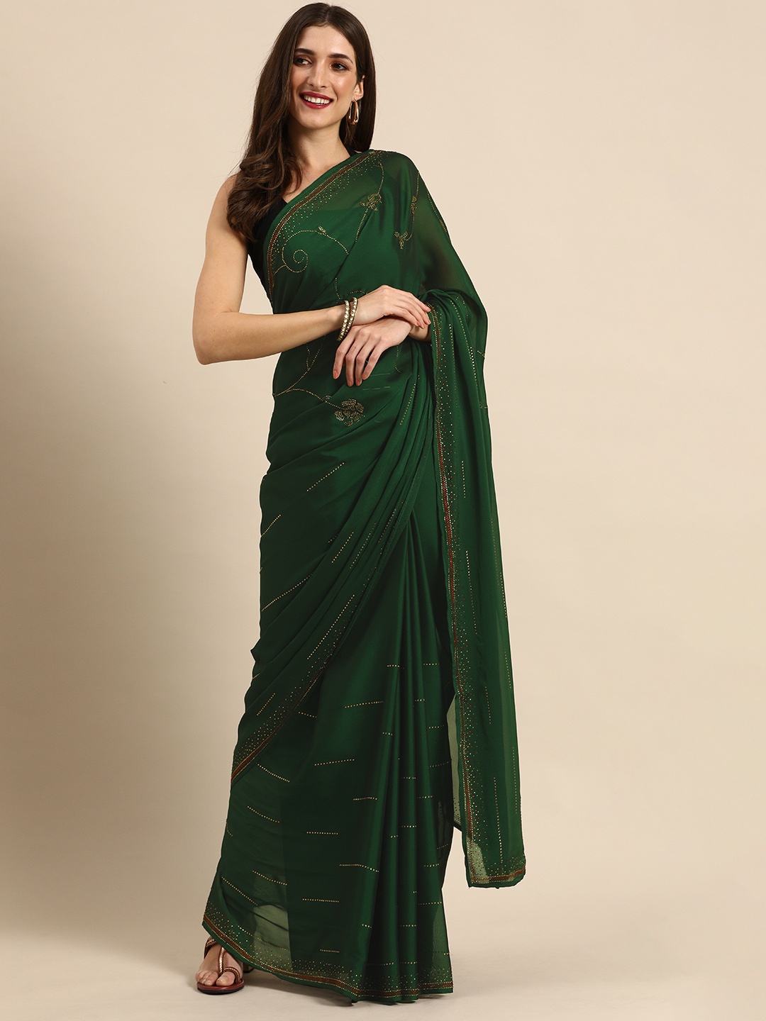 

all about you Green Embellished Saree