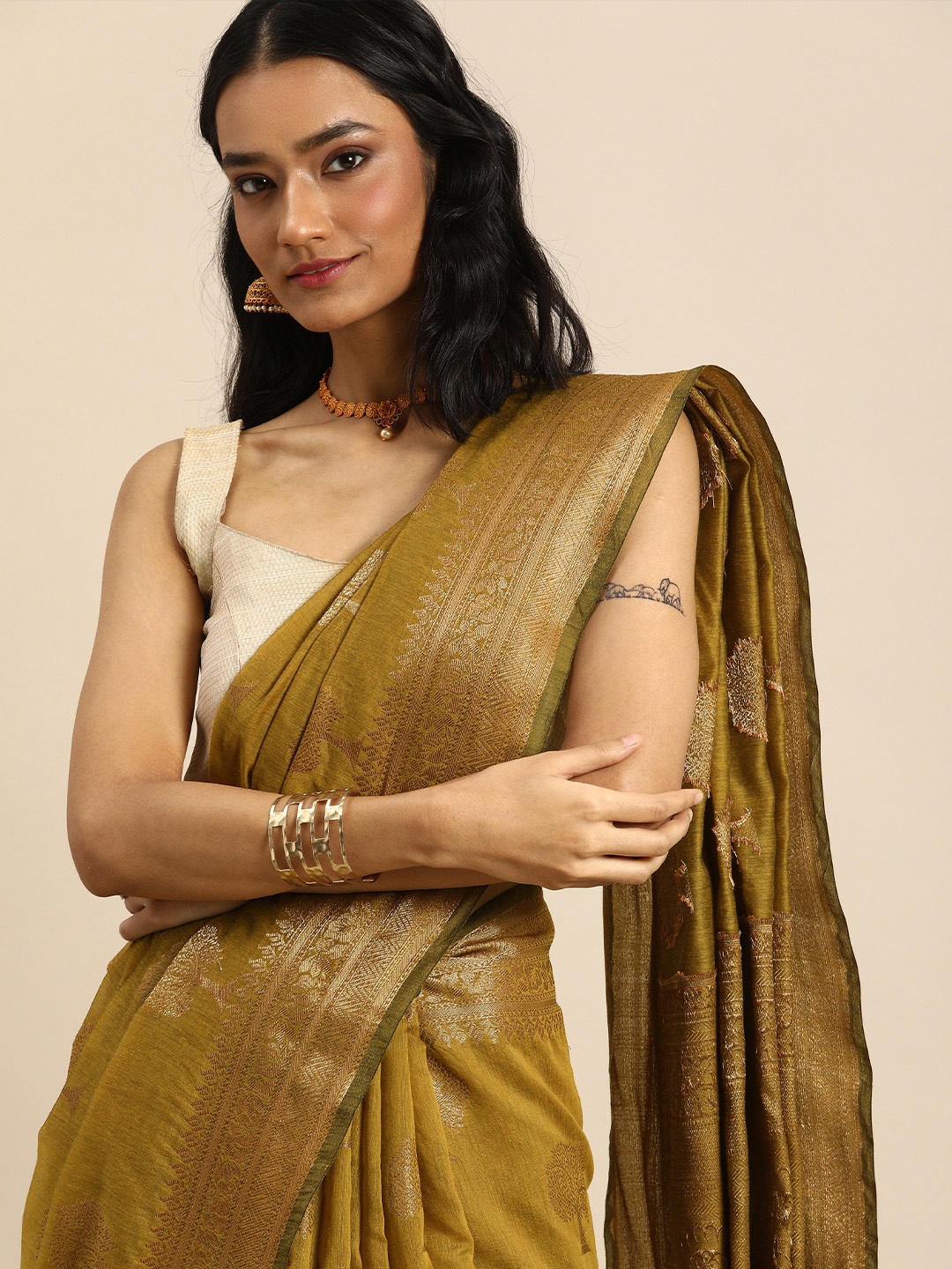 

all about you Lime Green Floral Saree