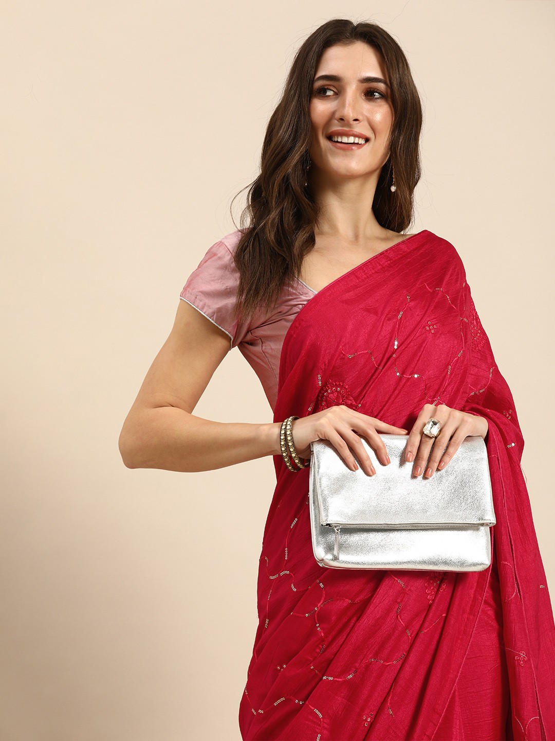 

all about you Red Embellished Saree
