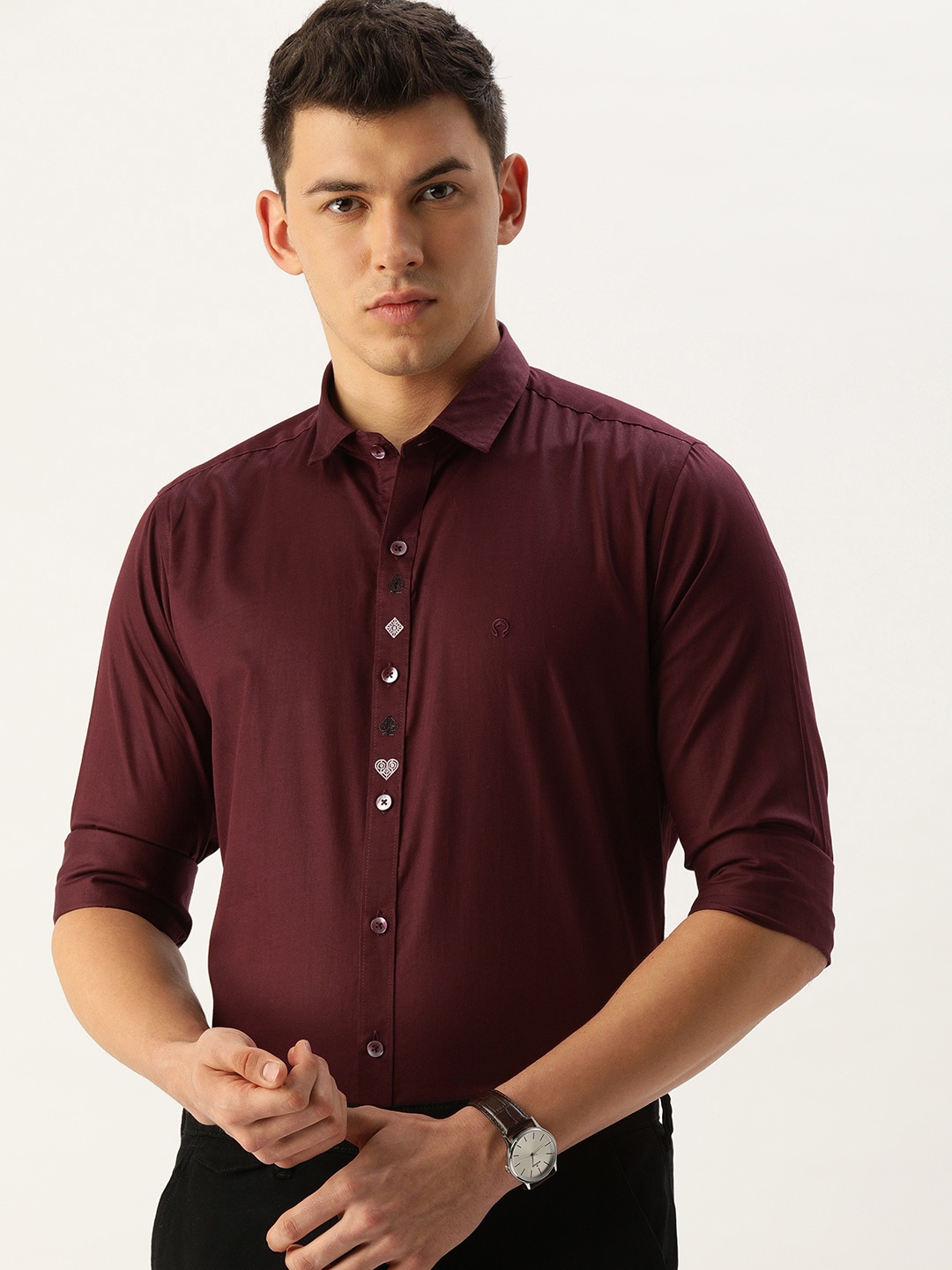 

COUPER & COLL Men Maroon Premium Slim Fit Casual Shirt