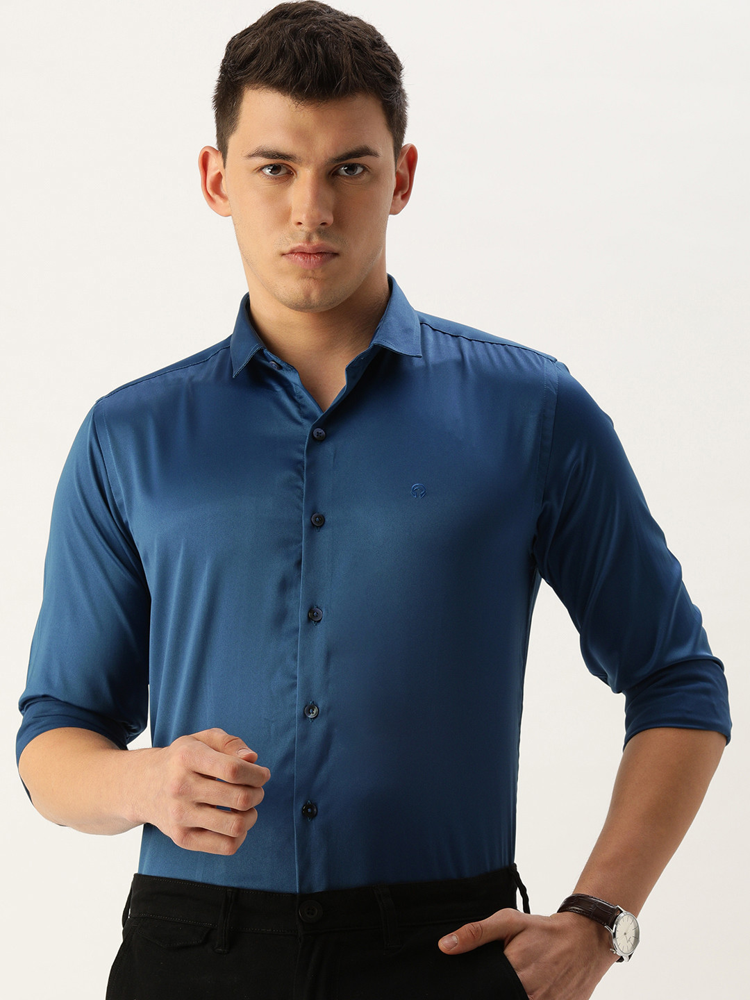 

COUPER & COLL Men Blue Premium Slim Fit Casual Shirt