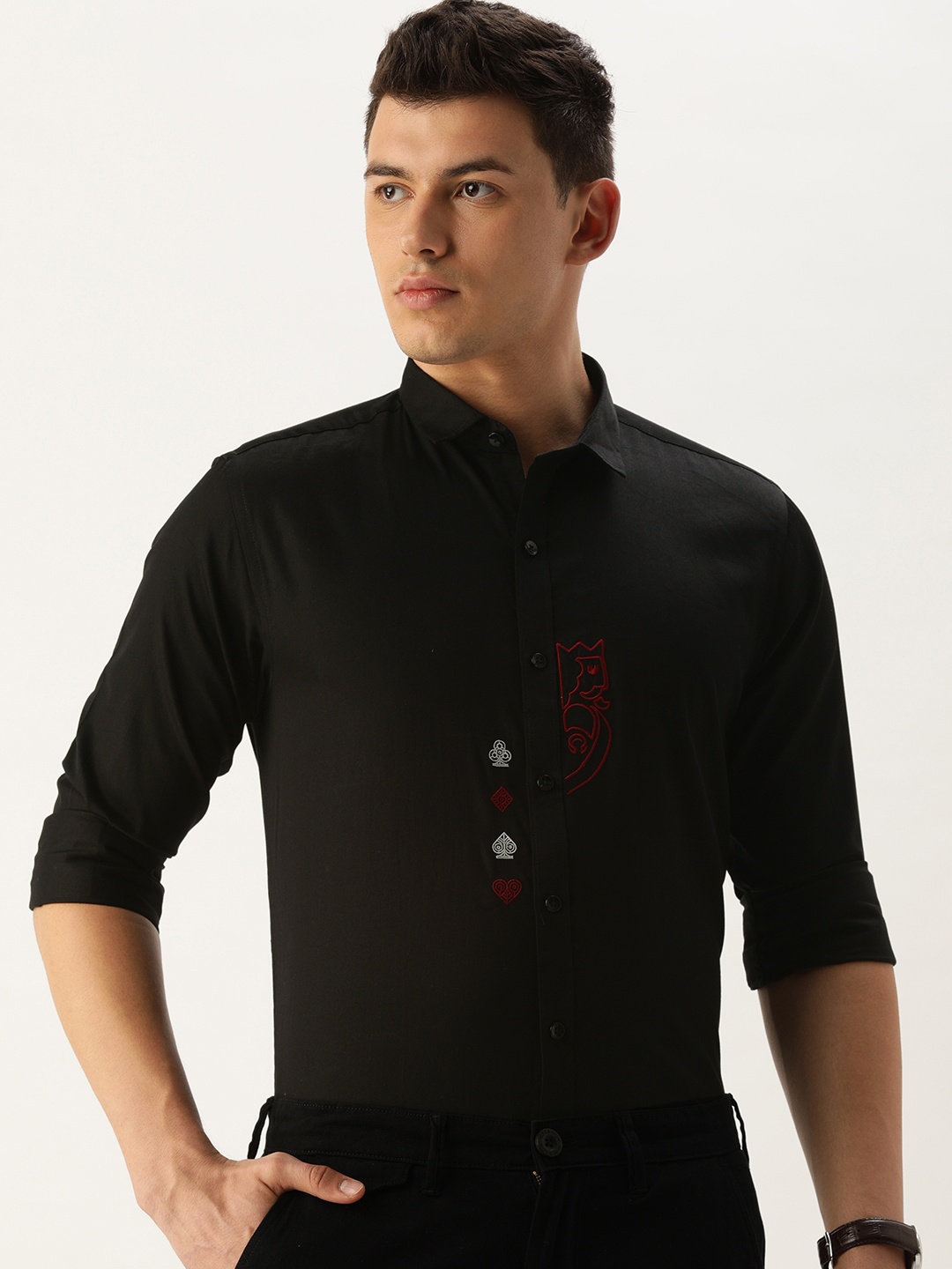 

COUPER & COLL Men Black Premium Slim Fit Casual Shirt
