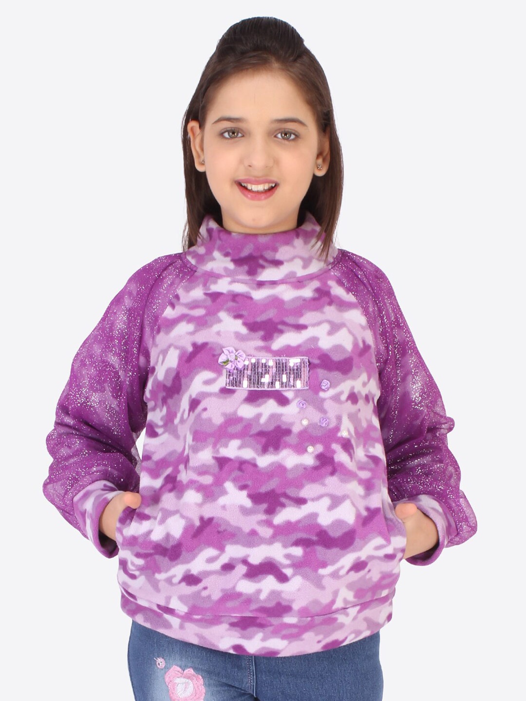 

CUTECUMBER Girls Purple Printed Sweatshirt